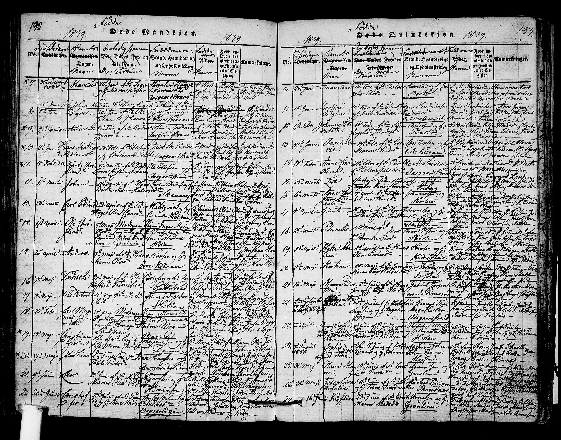 Borre kirkebøker, SAKO/A-338/F/Fa/L0004: Parish register (official) no. I 4, 1815-1845, p. 132-133