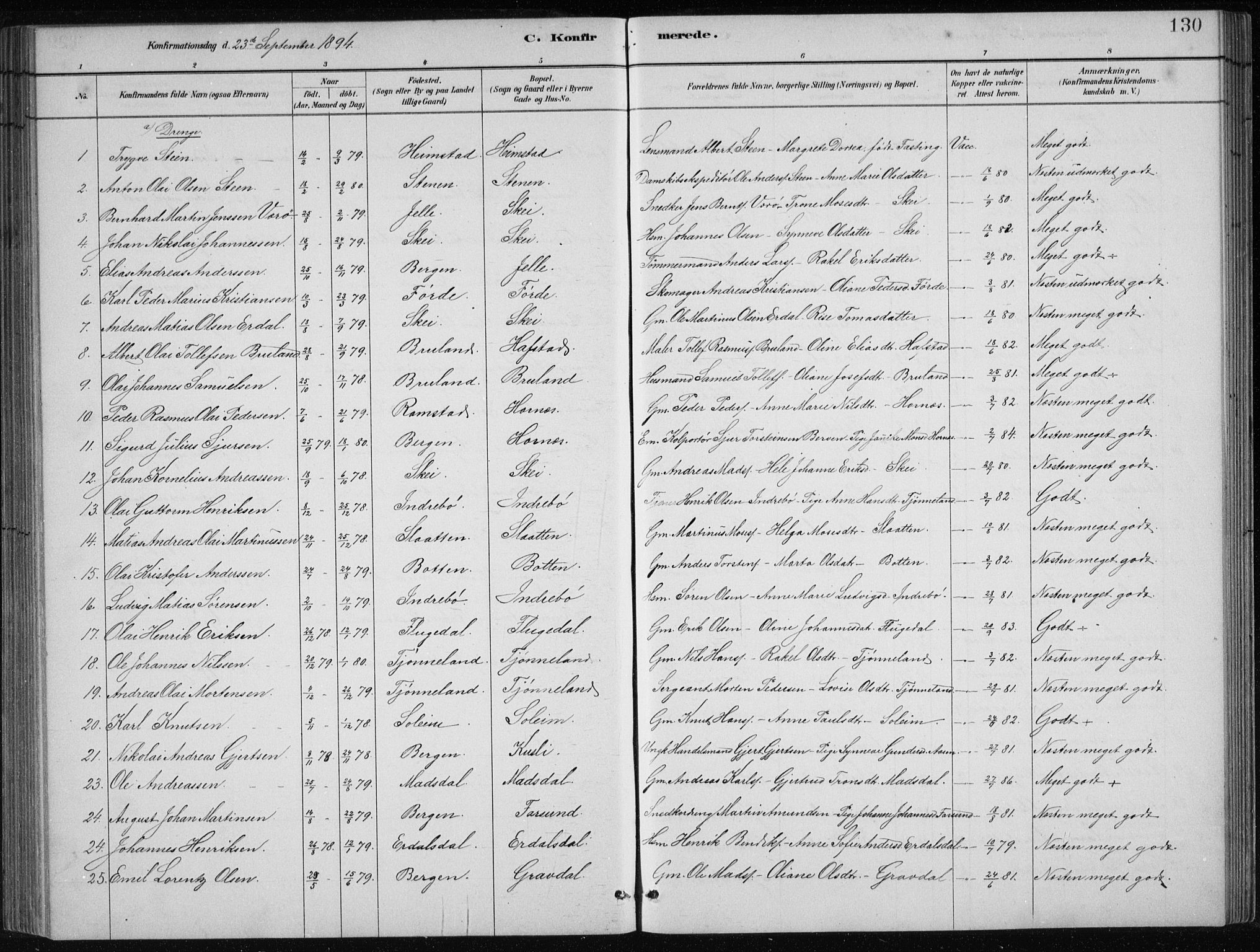 Førde sokneprestembete, SAB/A-79901/H/Hab/Haba/L0002: Parish register (copy) no. A 2, 1881-1898, p. 130