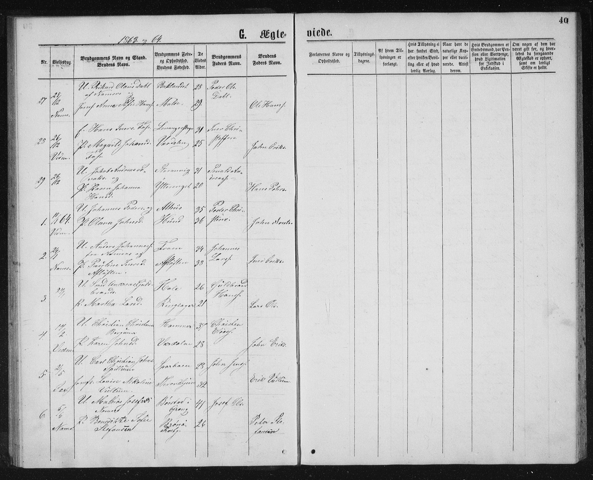 Ministerialprotokoller, klokkerbøker og fødselsregistre - Nord-Trøndelag, AV/SAT-A-1458/768/L0568: Parish register (official) no. 768A03, 1836-1865, p. 40