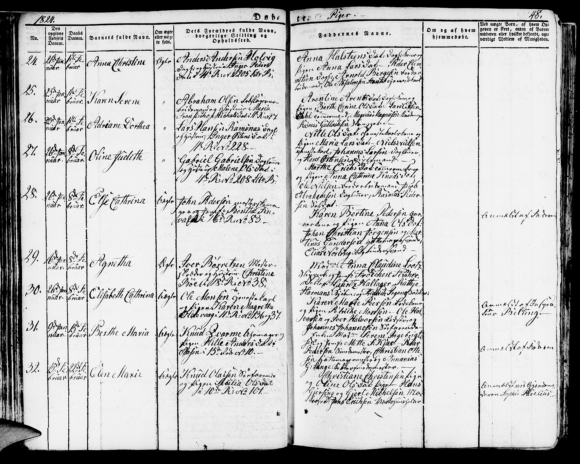 Domkirken sokneprestembete, AV/SAB-A-74801/H/Haa/L0012: Parish register (official) no. A 12, 1821-1840, p. 48