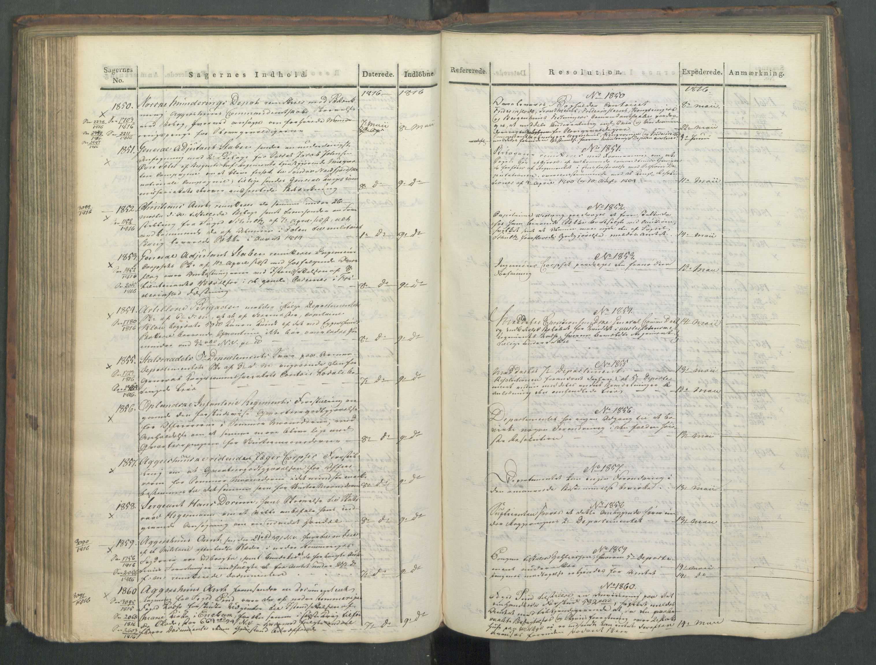 Armédepartementet, AV/RA-RAFA-3493/C/Ca/L0008: 6. Departements Journal, 1816