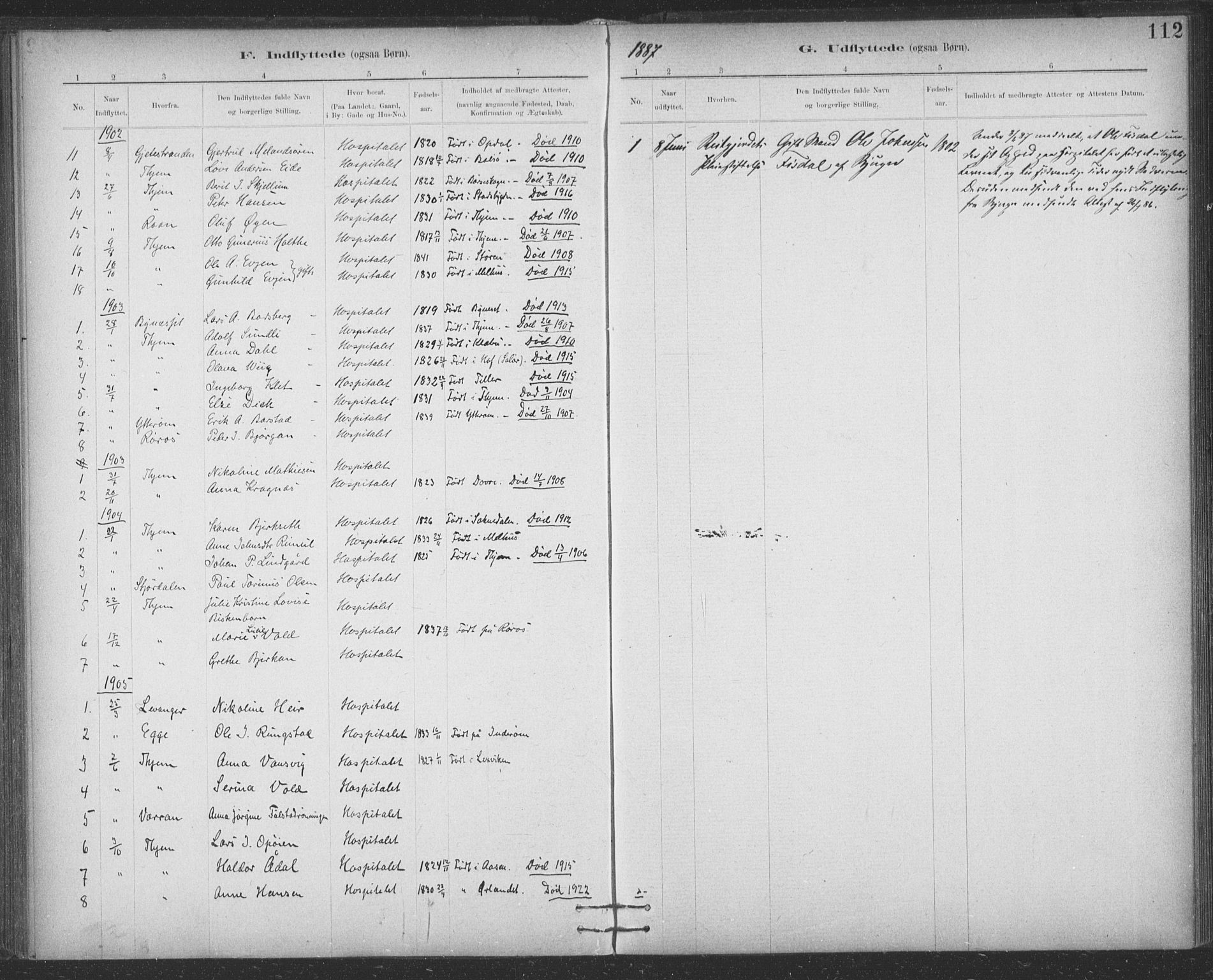 Ministerialprotokoller, klokkerbøker og fødselsregistre - Sør-Trøndelag, SAT/A-1456/623/L0470: Parish register (official) no. 623A04, 1884-1938, p. 112
