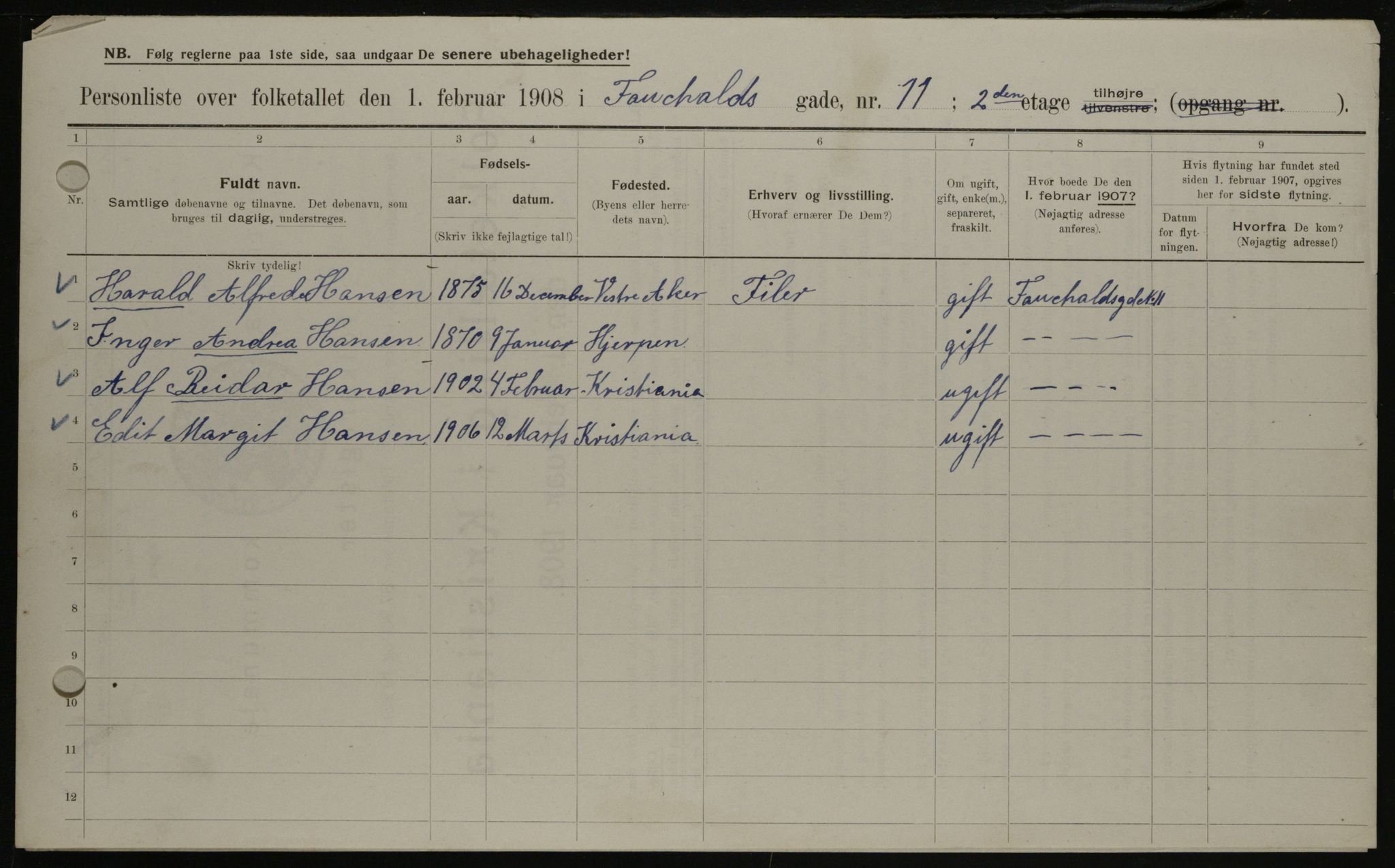 OBA, Municipal Census 1908 for Kristiania, 1908, p. 21782