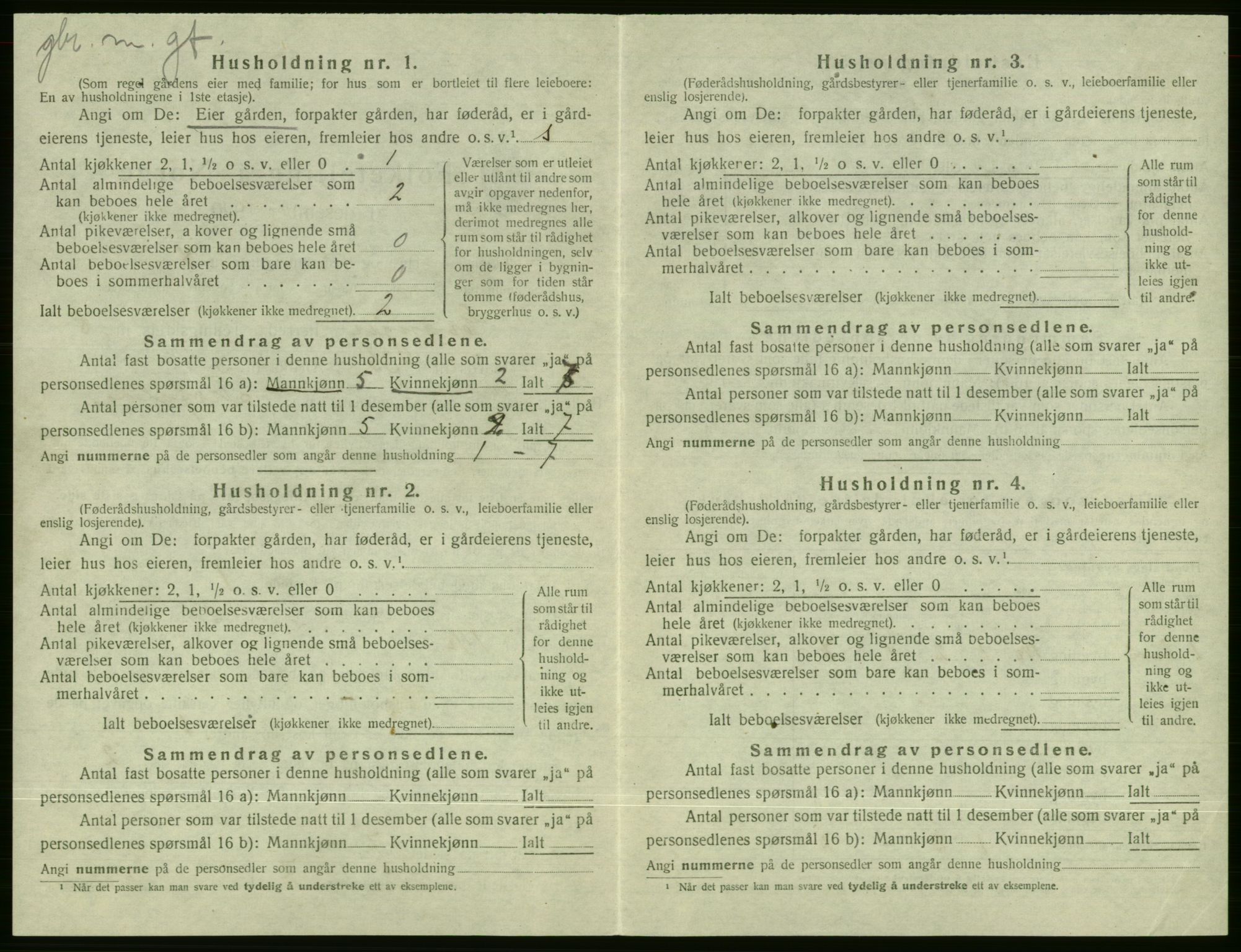 SAB, 1920 census for Evanger, 1920, p. 370