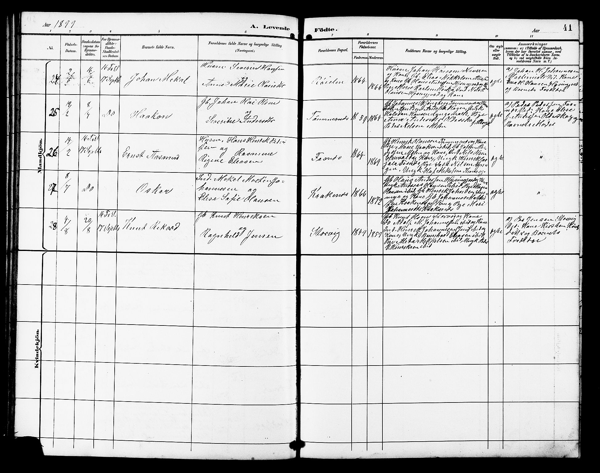 Skjervøy sokneprestkontor, AV/SATØ-S-1300/H/Ha/Hab/L0021klokker: Parish register (copy) no. 21, 1893-1910, p. 41