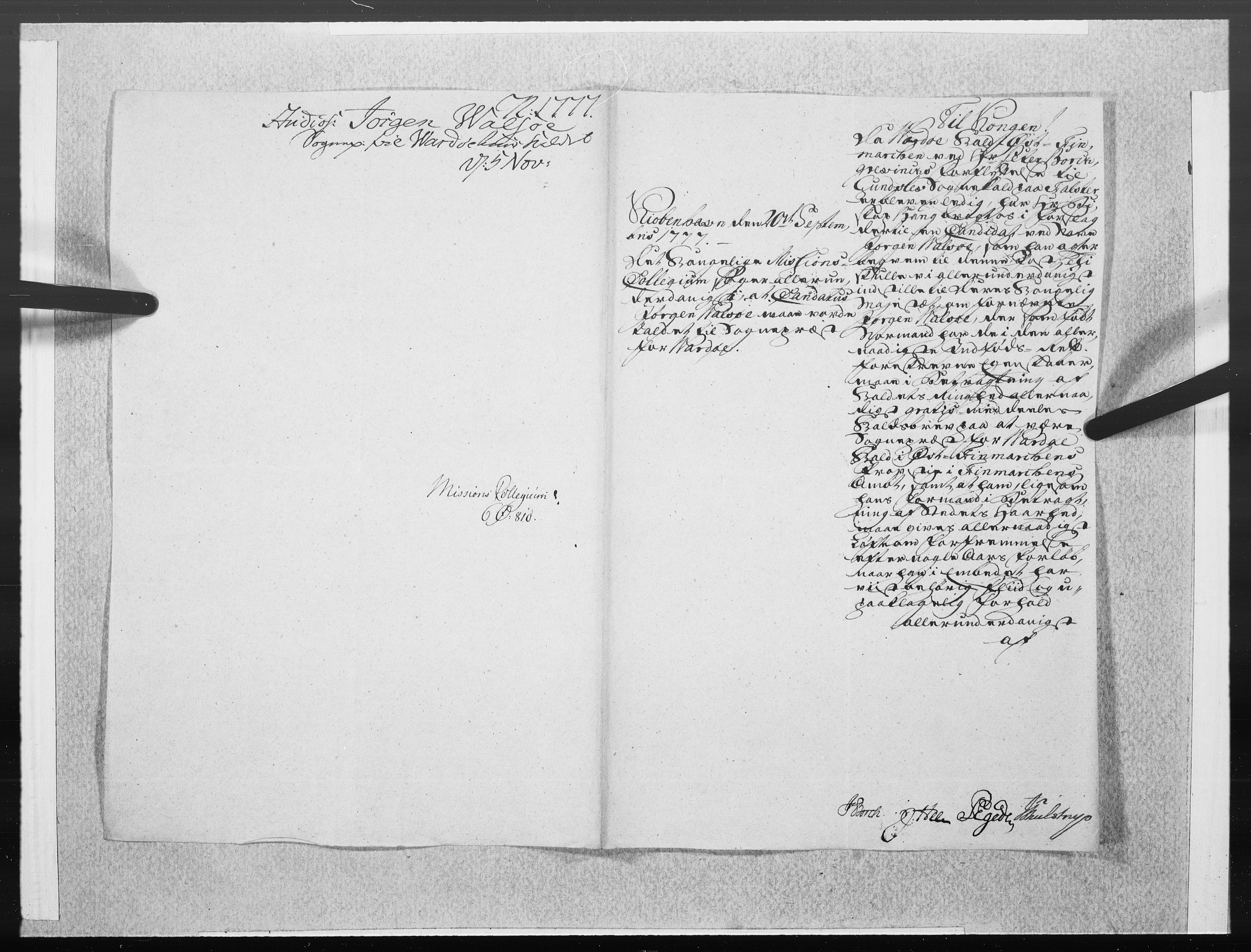Danske Kanselli 1572-1799, RA/EA-3023/F/Fc/Fcc/Fcca/L0226: Norske innlegg 1572-1799, 1777, p. 175