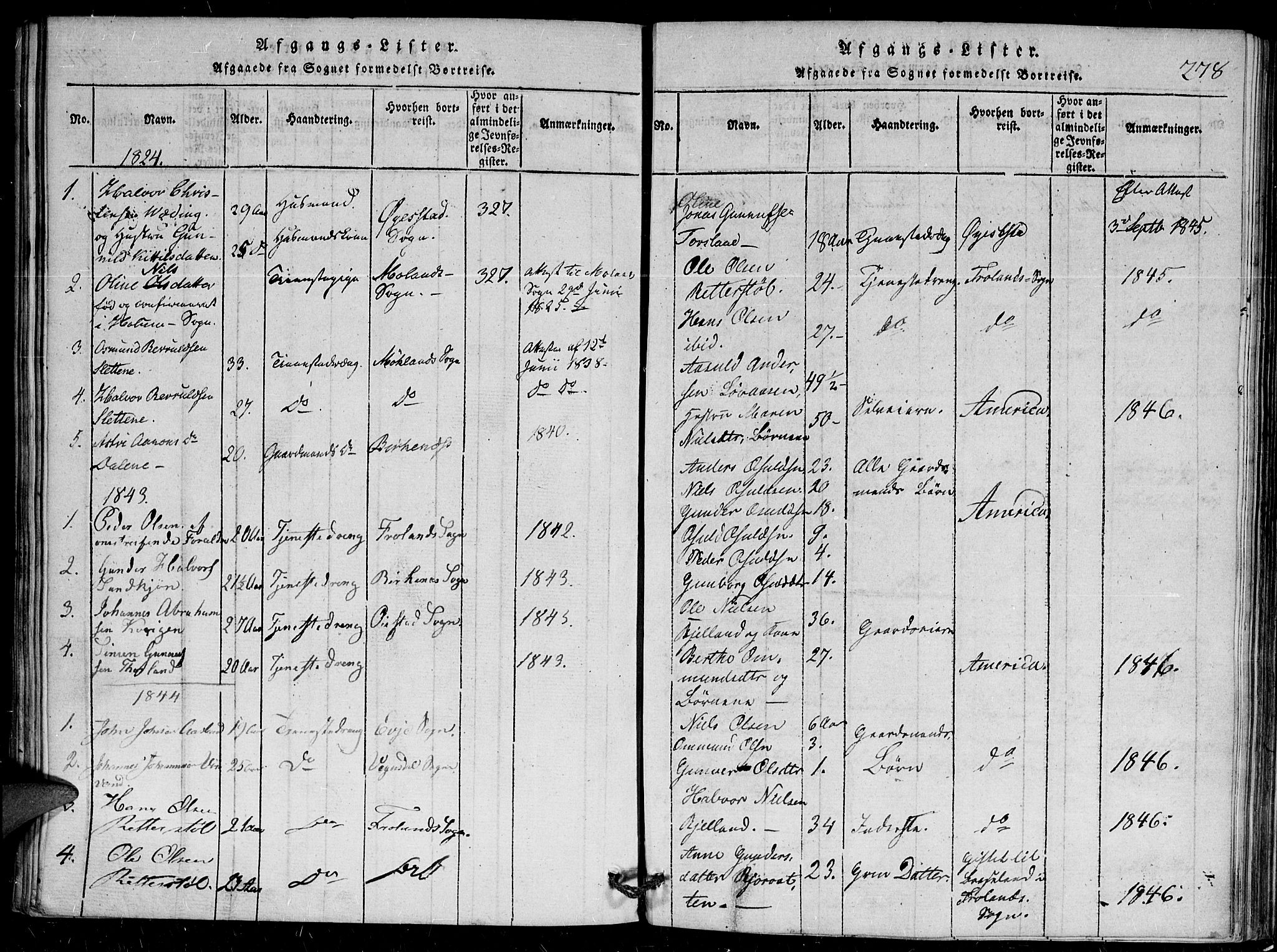 Herefoss sokneprestkontor, SAK/1111-0019/F/Fa/Faa/L0001: Parish register (official) no. A 1, 1816-1860, p. 278