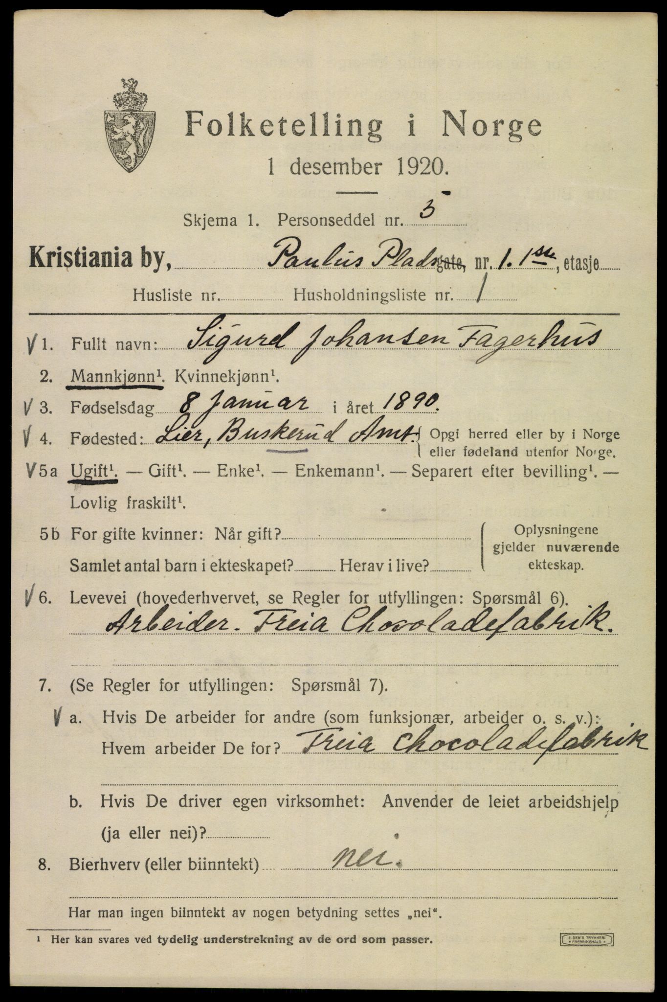 SAO, 1920 census for Kristiania, 1920, p. 445695