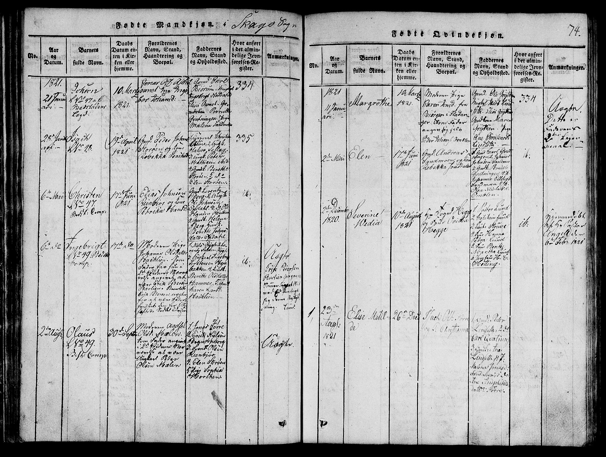 Ministerialprotokoller, klokkerbøker og fødselsregistre - Nord-Trøndelag, SAT/A-1458/764/L0546: Parish register (official) no. 764A06 /4, 1817-1823, p. 74