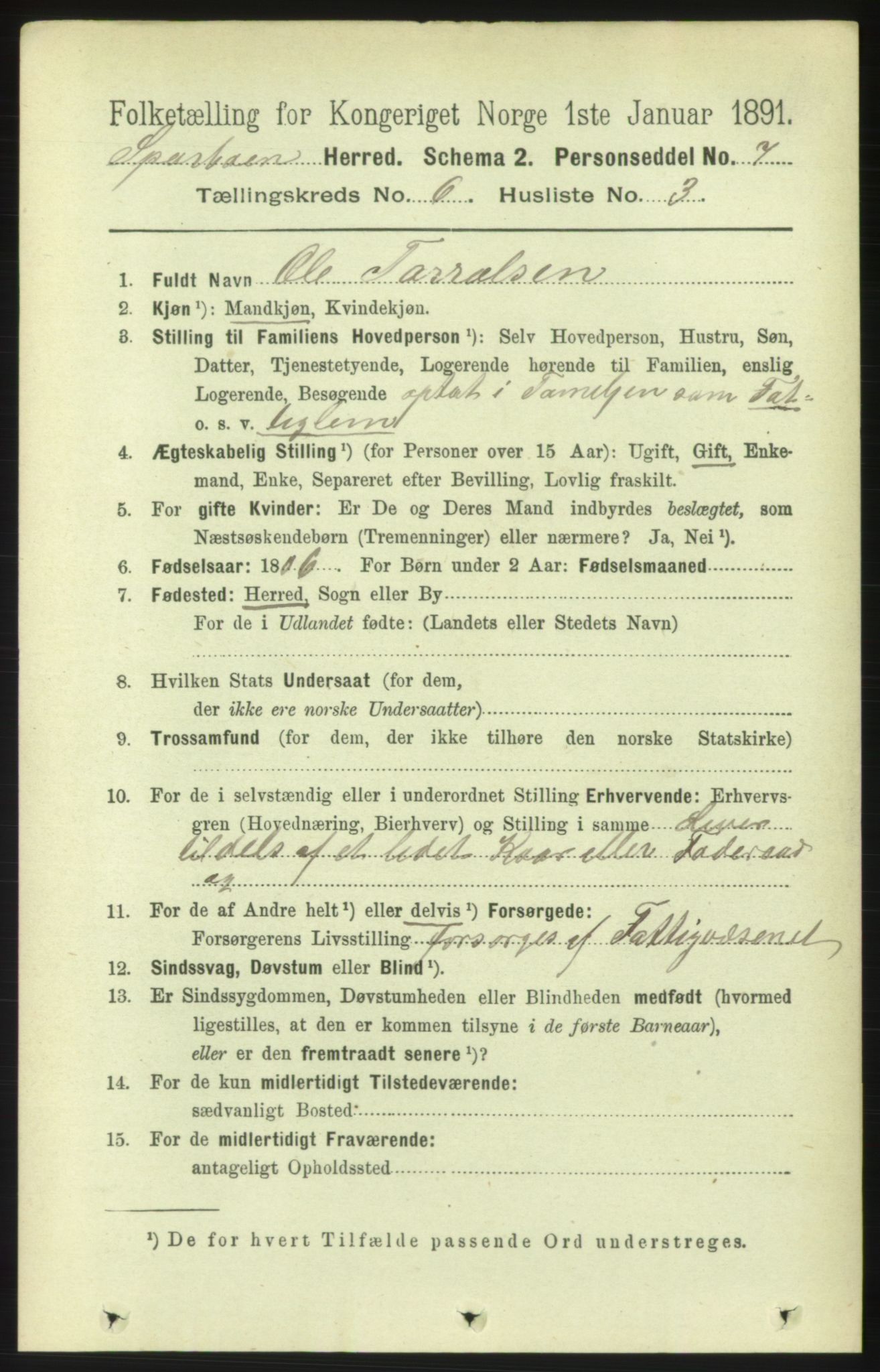 RA, 1891 census for 1731 Sparbu, 1891, p. 2171