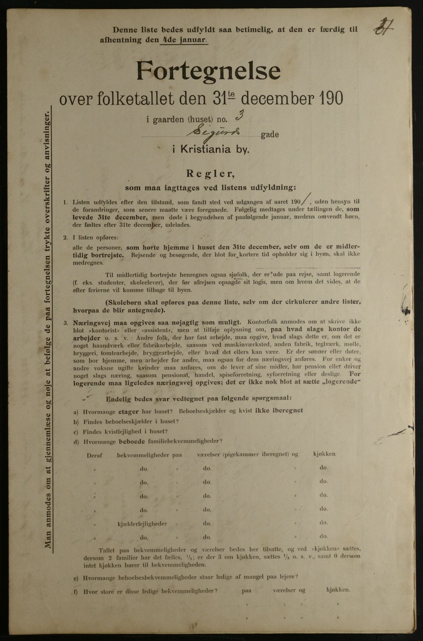 OBA, Municipal Census 1901 for Kristiania, 1901, p. 14609