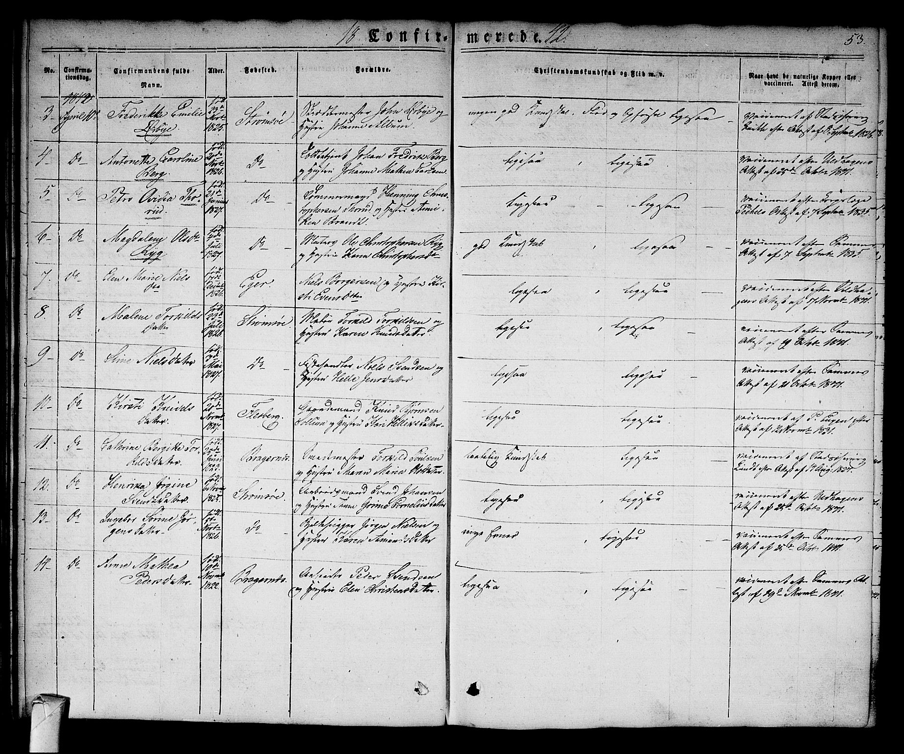 Strømsø kirkebøker, AV/SAKO-A-246/F/Fa/L0013: Parish register (official) no. I 13, 1830-1847, p. 53