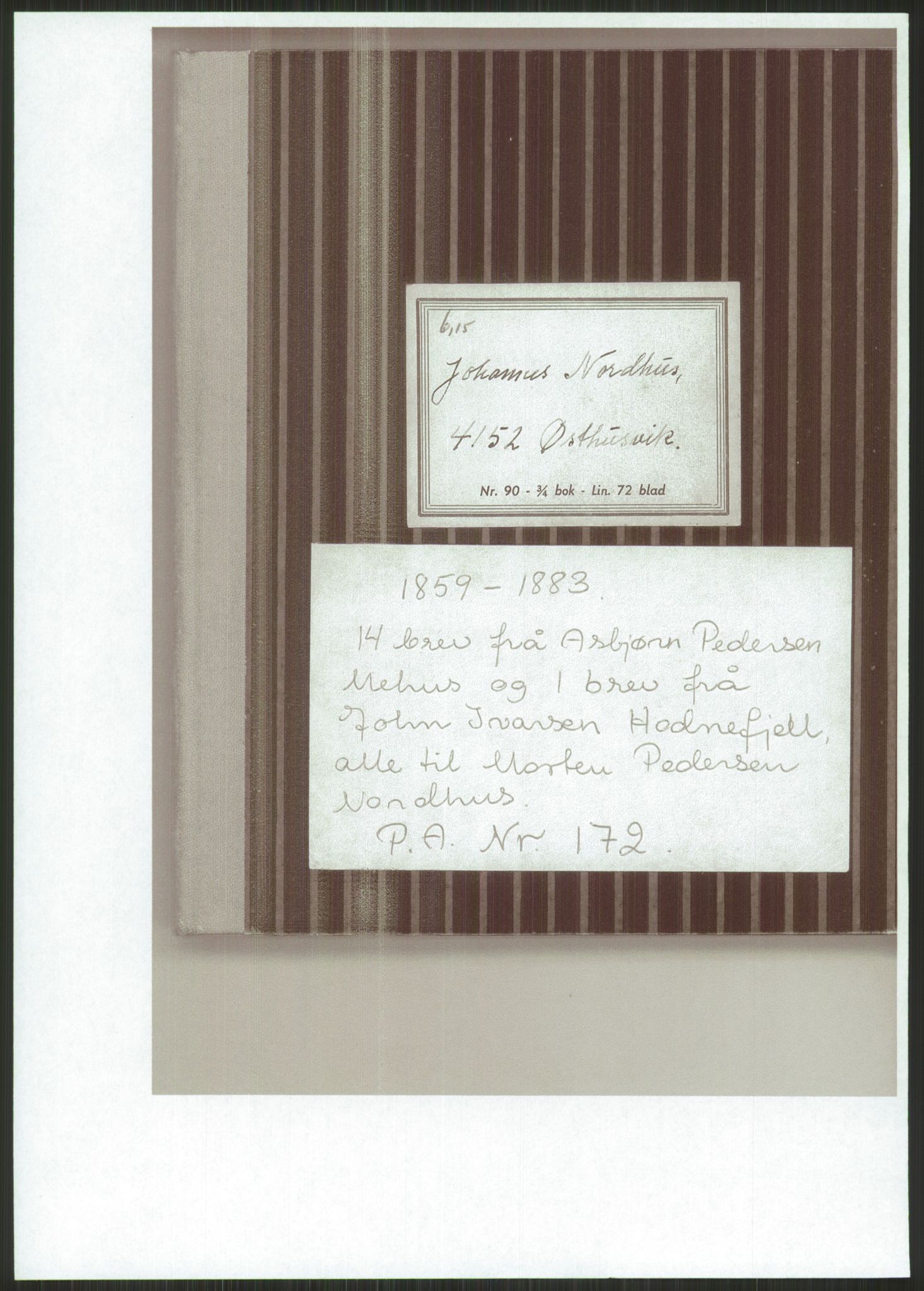 Samlinger til kildeutgivelse, Amerikabrevene, AV/RA-EA-4057/F/L0029: Innlån fra Rogaland: Helle - Tysvær, 1838-1914, p. 185