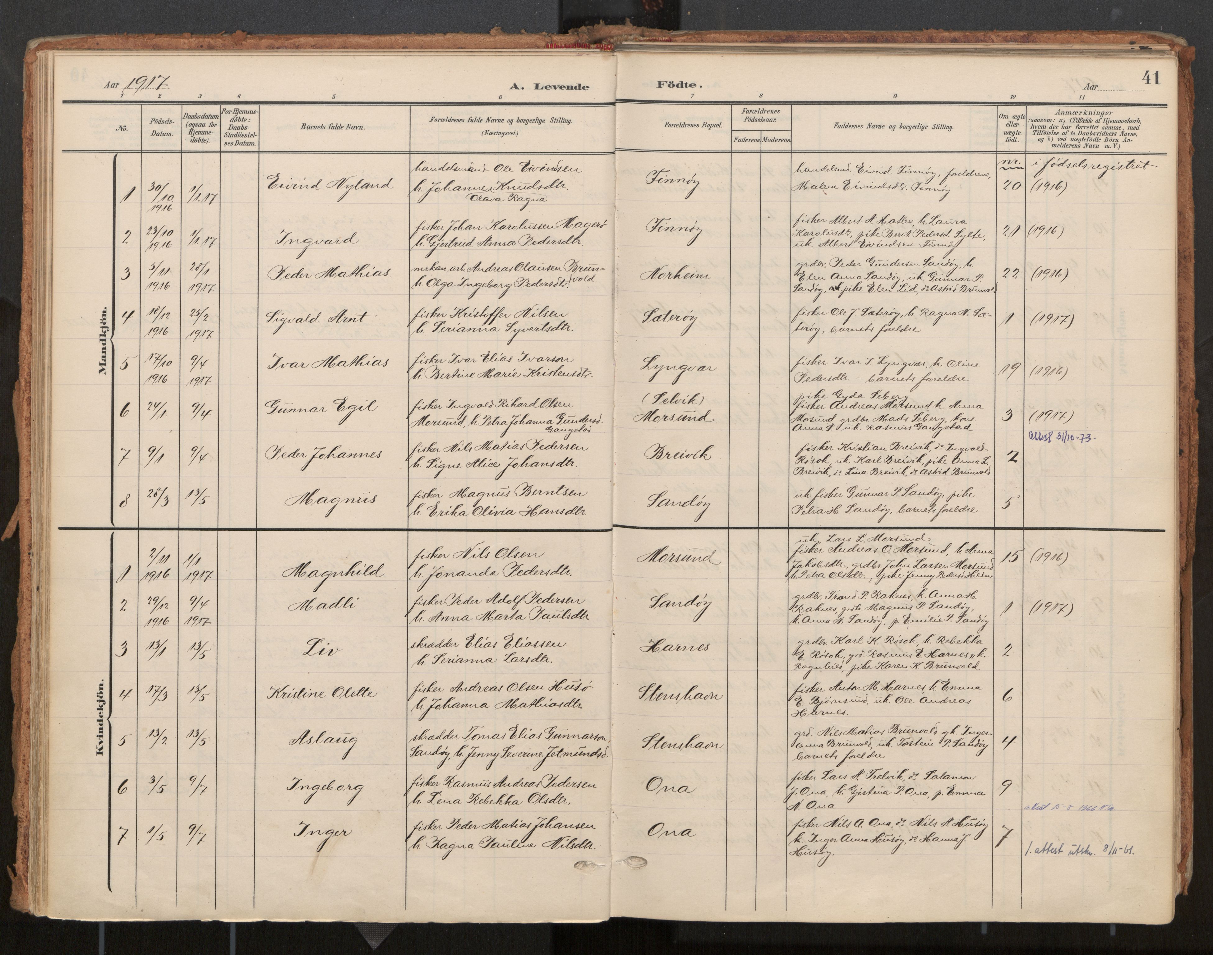 Ministerialprotokoller, klokkerbøker og fødselsregistre - Møre og Romsdal, AV/SAT-A-1454/561/L0730: Parish register (official) no. 561A04, 1901-1929, p. 41