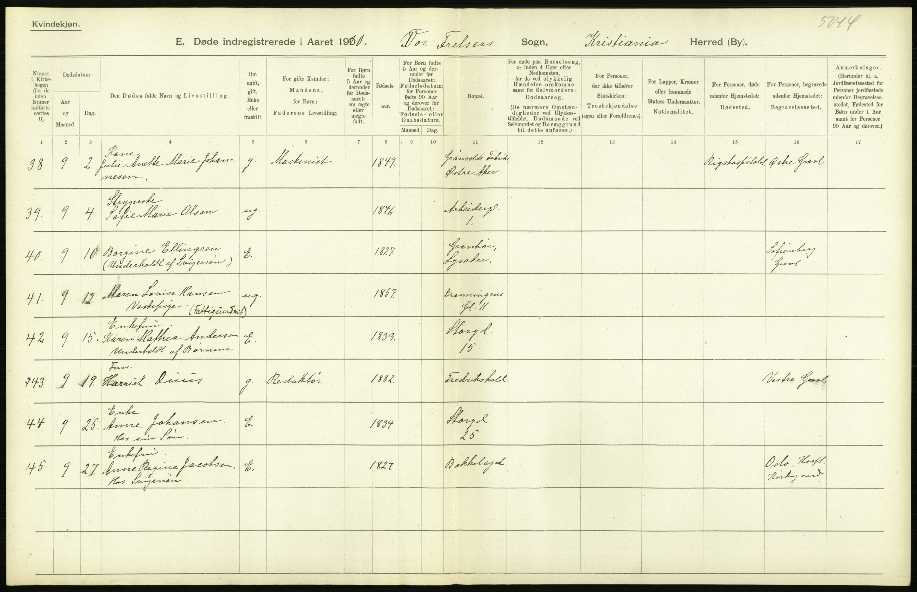 Statistisk sentralbyrå, Sosiodemografiske emner, Befolkning, RA/S-2228/D/Df/Dfa/Dfah/L0008: Kristiania: Døde, 1910, p. 460