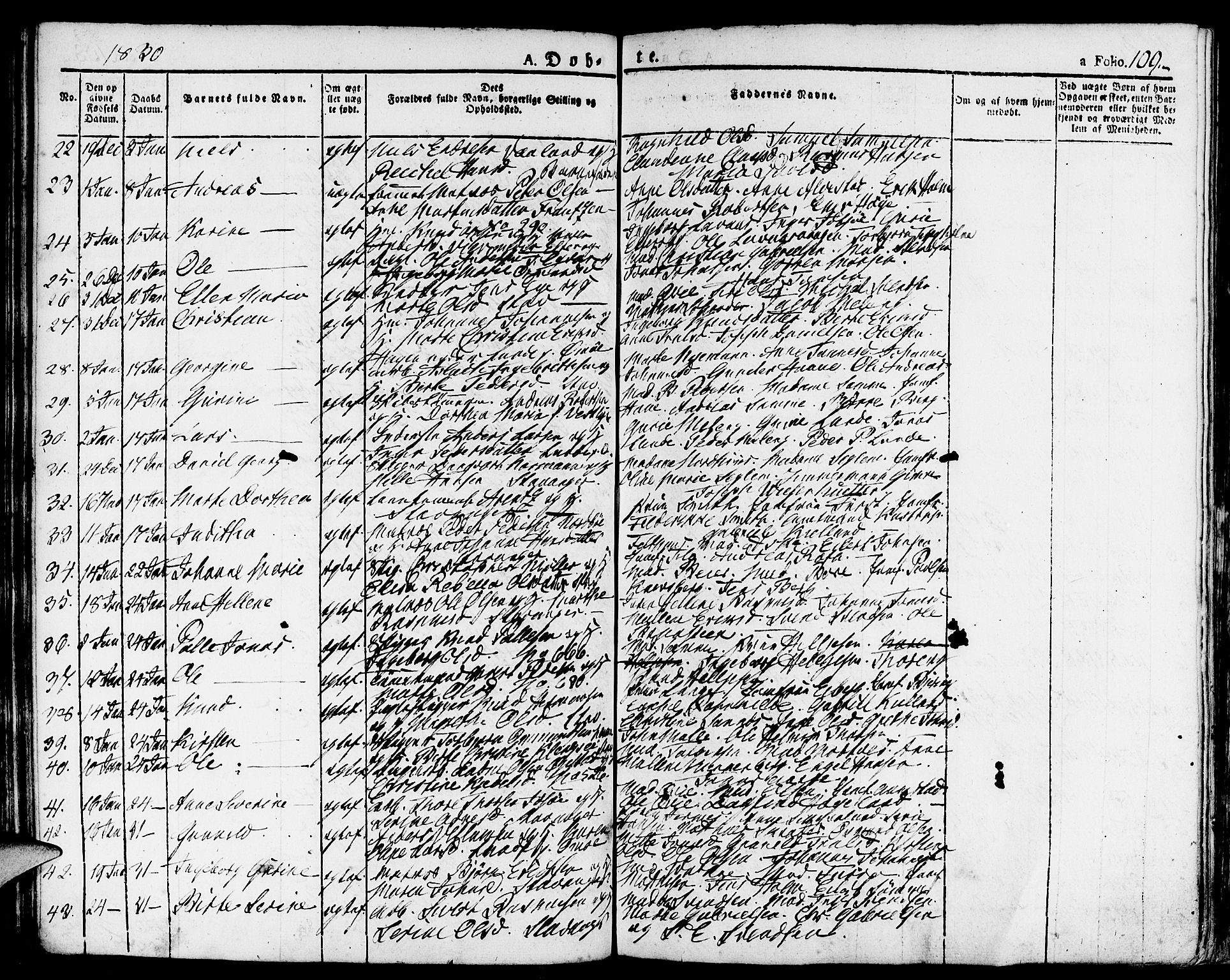 Domkirken sokneprestkontor, SAST/A-101812/001/30/30BA/L0009: Parish register (official) no. A 9, 1821-1832, p. 109