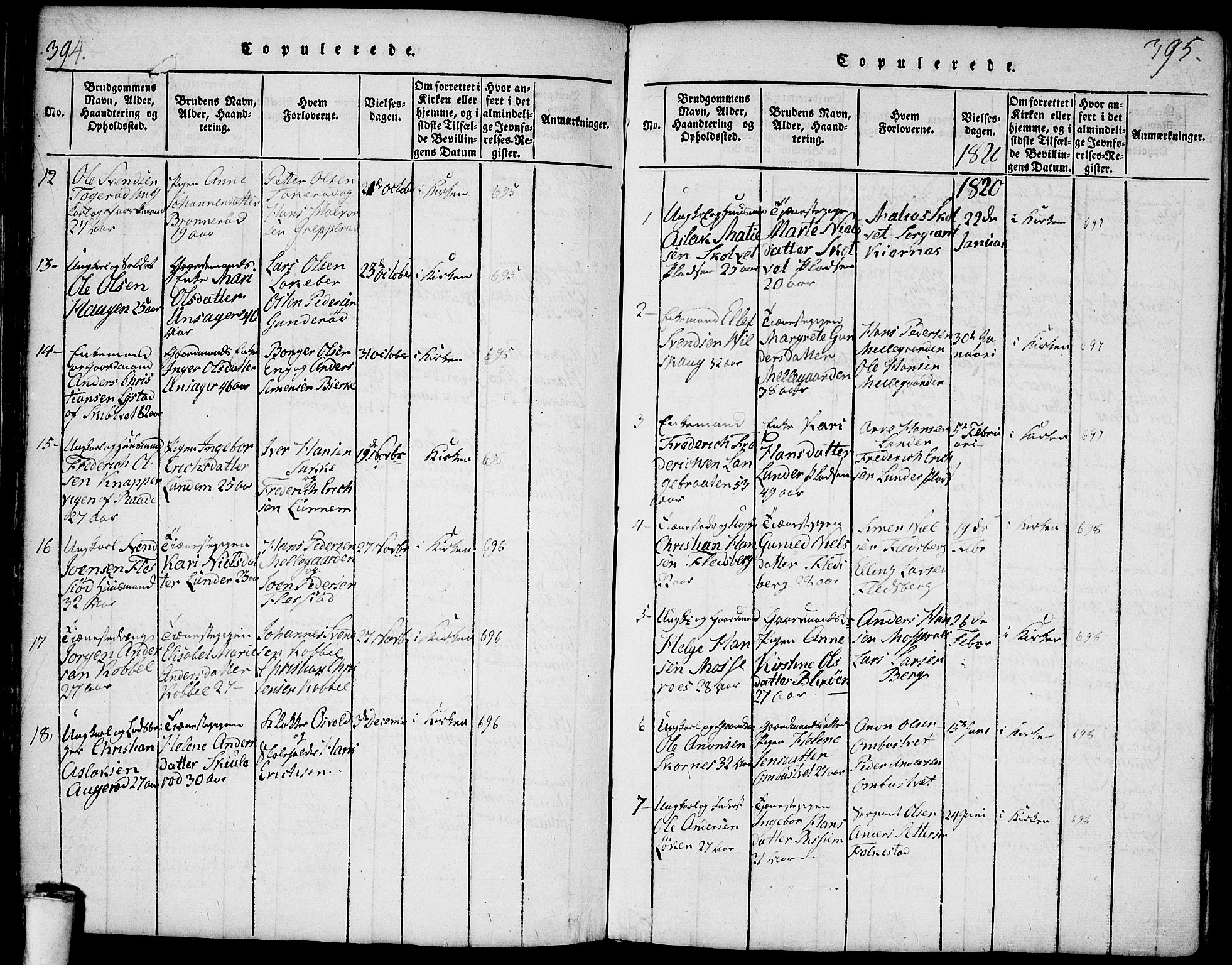 Våler prestekontor Kirkebøker, SAO/A-11083/F/Fa/L0005: Parish register (official) no. I 5, 1815-1839, p. 394-395