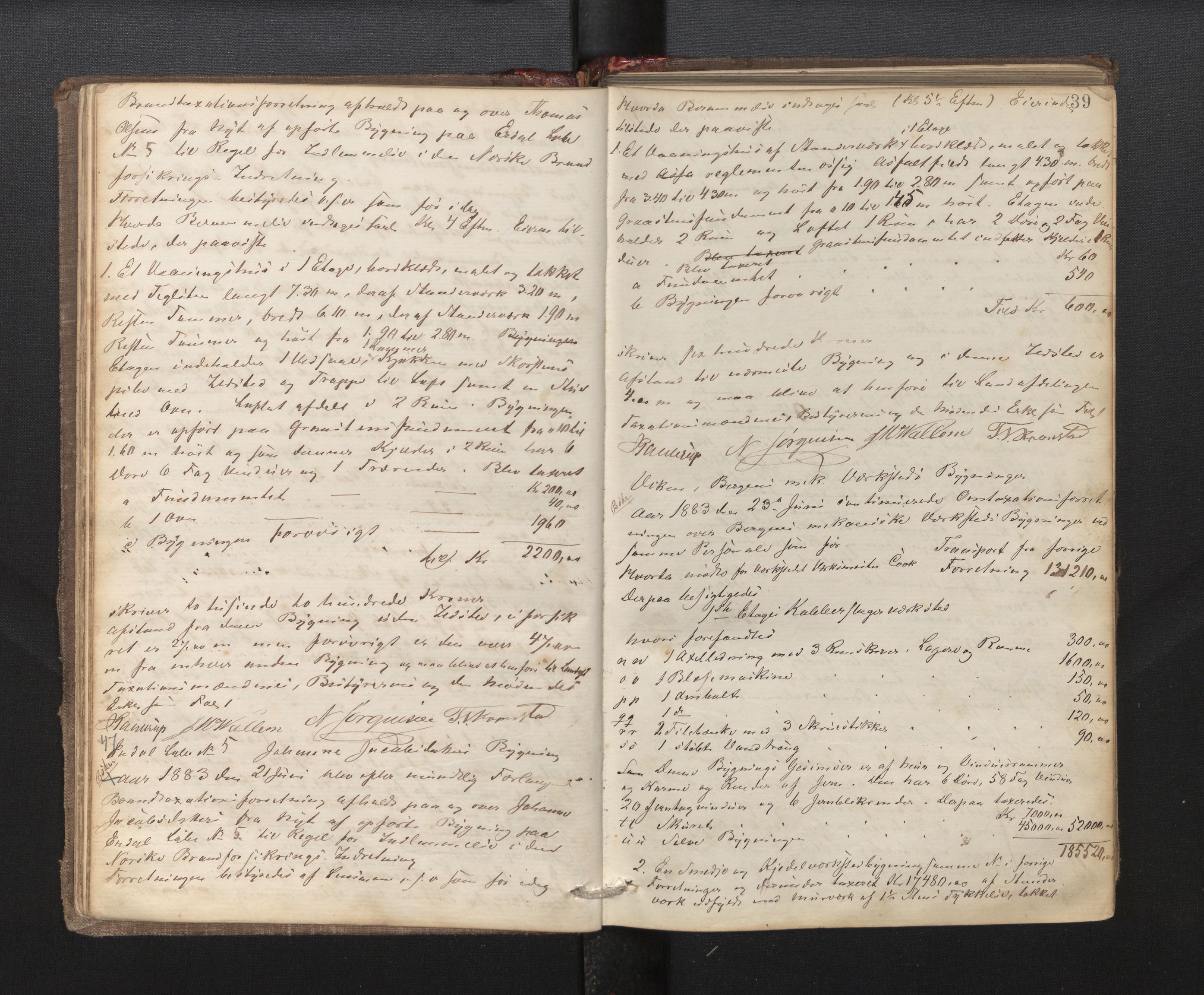 Lensmannen i Årstad, AV/SAB-A-36201/0012/L0007: Branntakstprotokoll, 1882-1889, p. 39