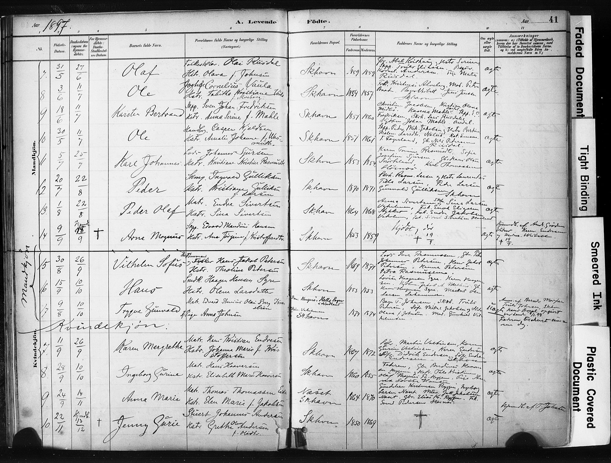 Skudenes sokneprestkontor, AV/SAST-A -101849/H/Ha/Haa/L0008: Parish register (official) no. A 5, 1882-1912, p. 41