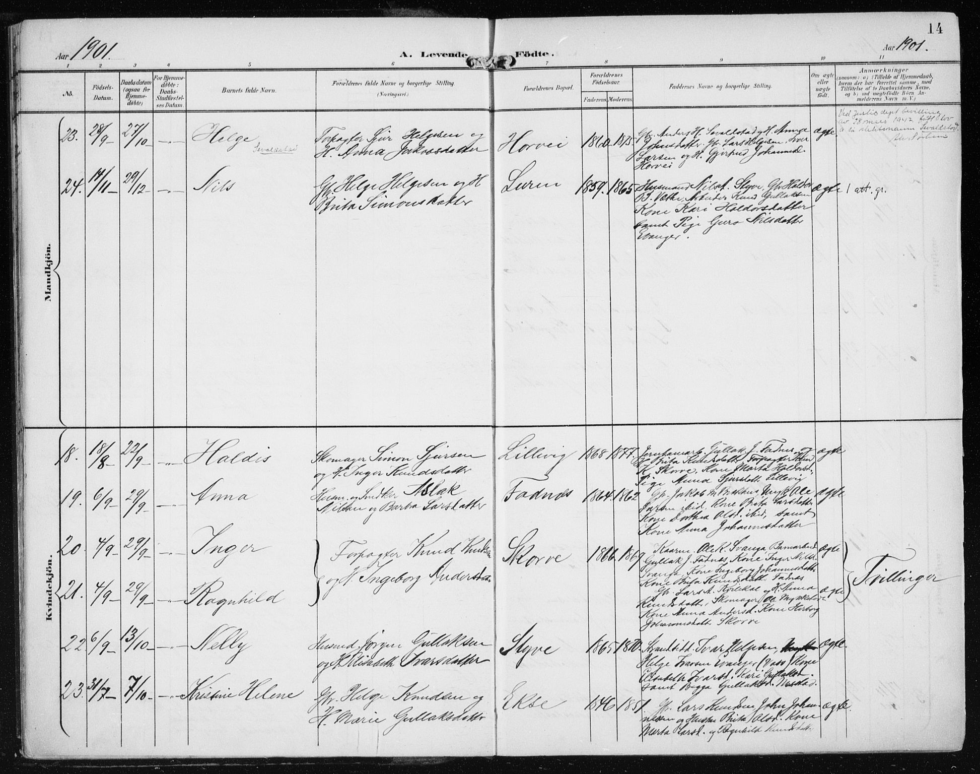 Evanger sokneprestembete, SAB/A-99924: Parish register (official) no. A  3, 1900-1930, p. 14