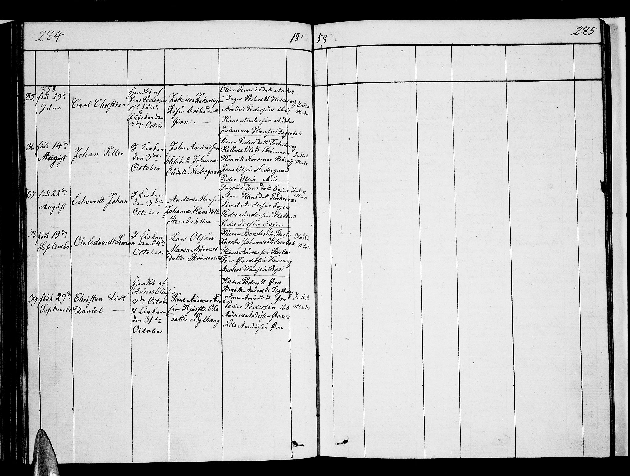 Ministerialprotokoller, klokkerbøker og fødselsregistre - Nordland, AV/SAT-A-1459/853/L0773: Parish register (copy) no. 853C01, 1821-1859, p. 284-285