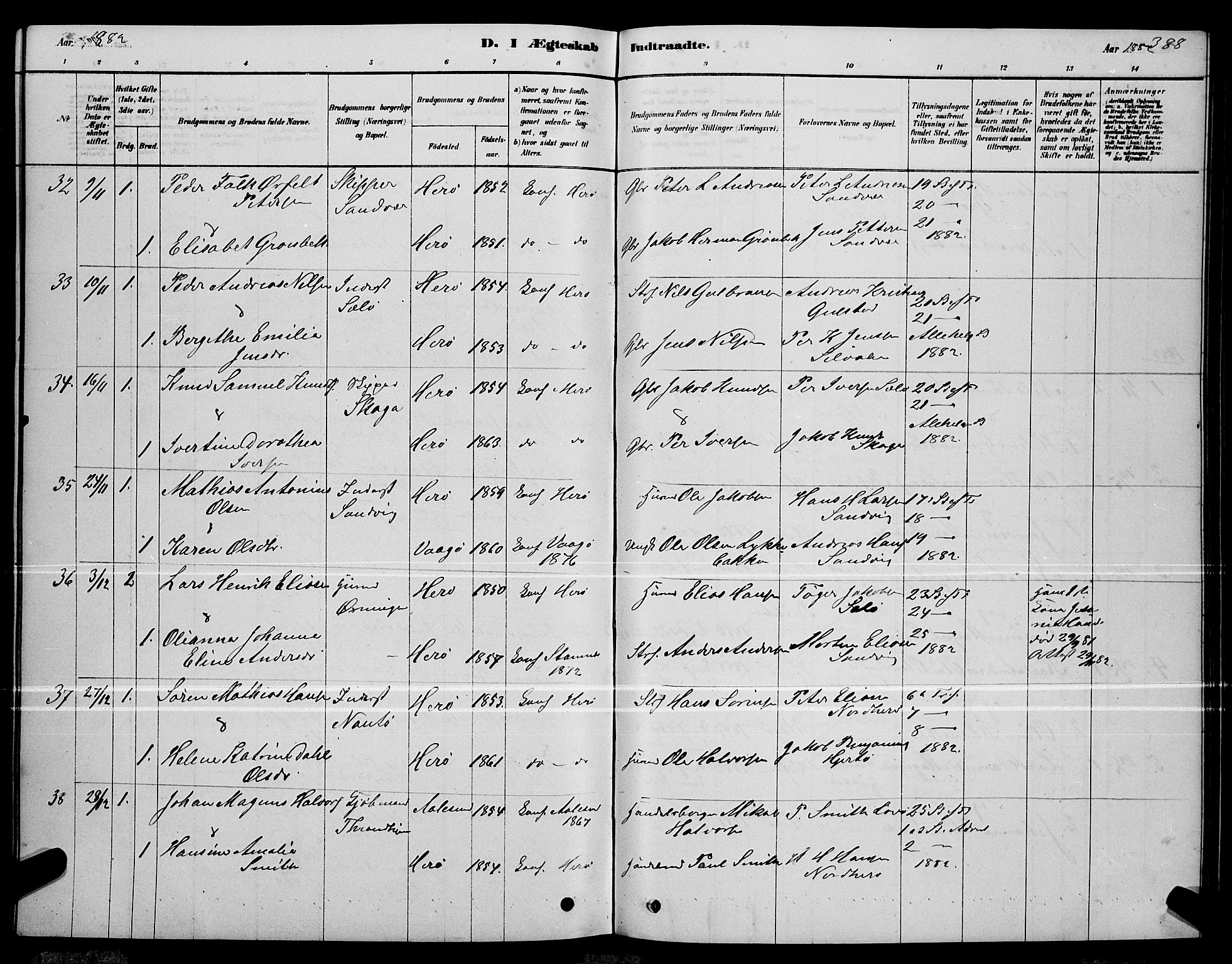 Ministerialprotokoller, klokkerbøker og fødselsregistre - Nordland, AV/SAT-A-1459/834/L0513: Parish register (copy) no. 834C04, 1877-1892, p. 388