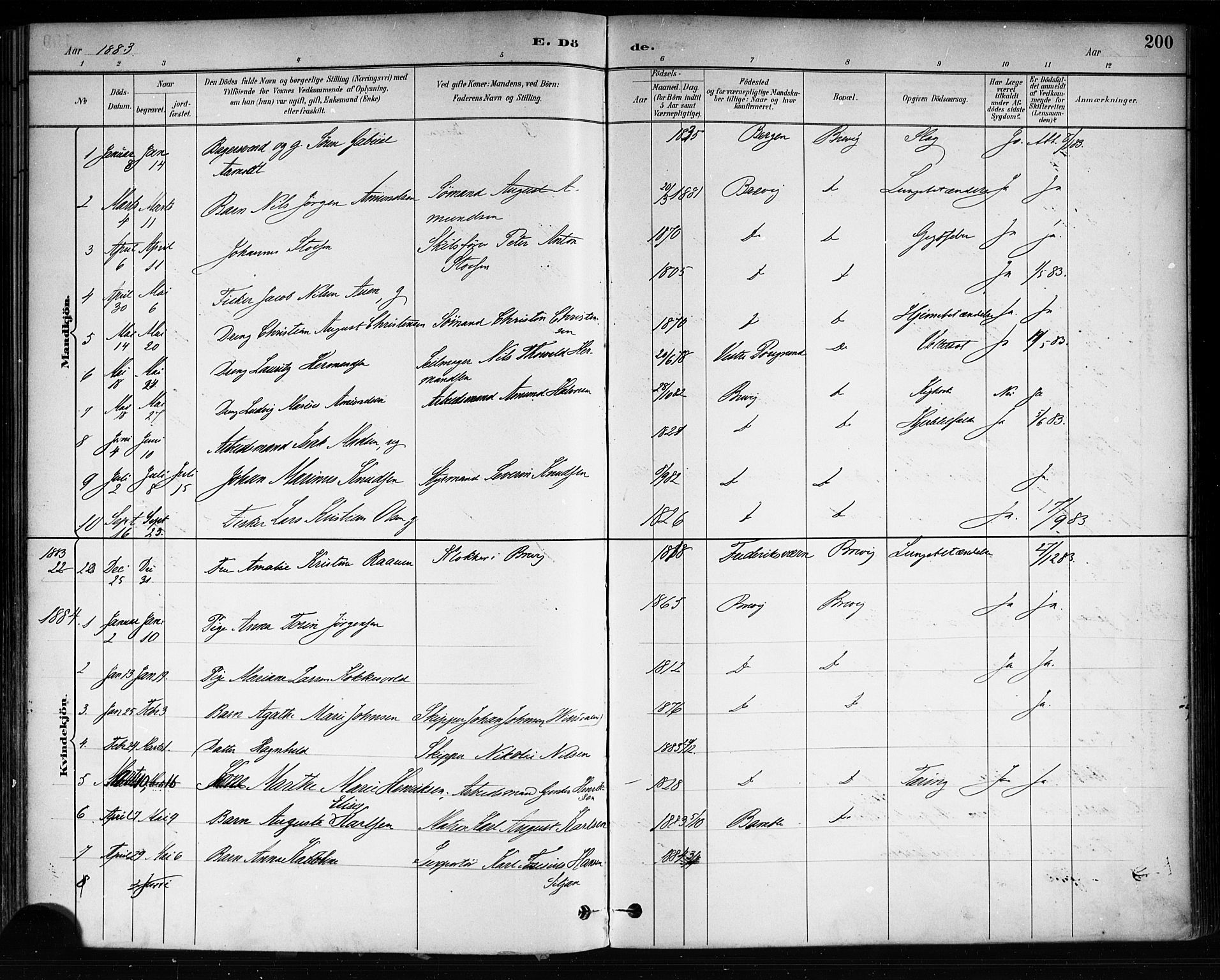Brevik kirkebøker, SAKO/A-255/F/Fa/L0007: Parish register (official) no. 7, 1882-1900, p. 200