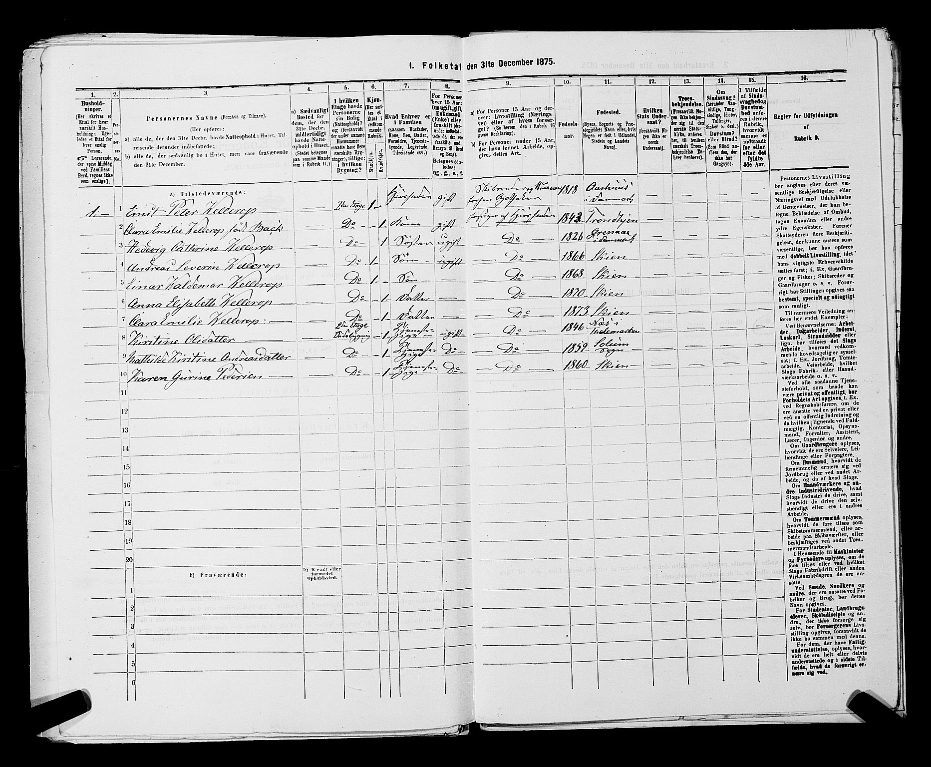 SAKO, 1875 census for 0806P Skien, 1875, p. 218
