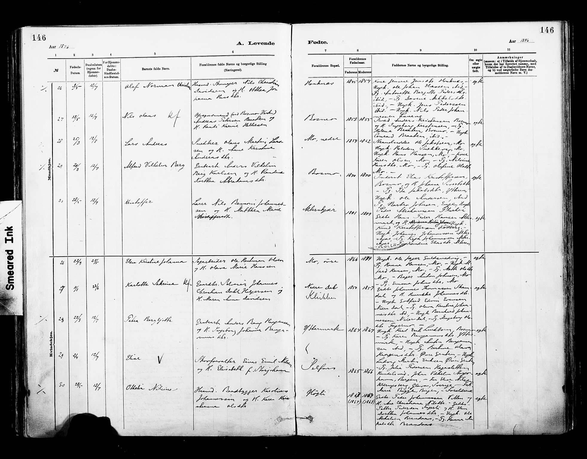 Ministerialprotokoller, klokkerbøker og fødselsregistre - Nordland, AV/SAT-A-1459/827/L0400: Parish register (official) no. 827A12, 1883-1903, p. 146