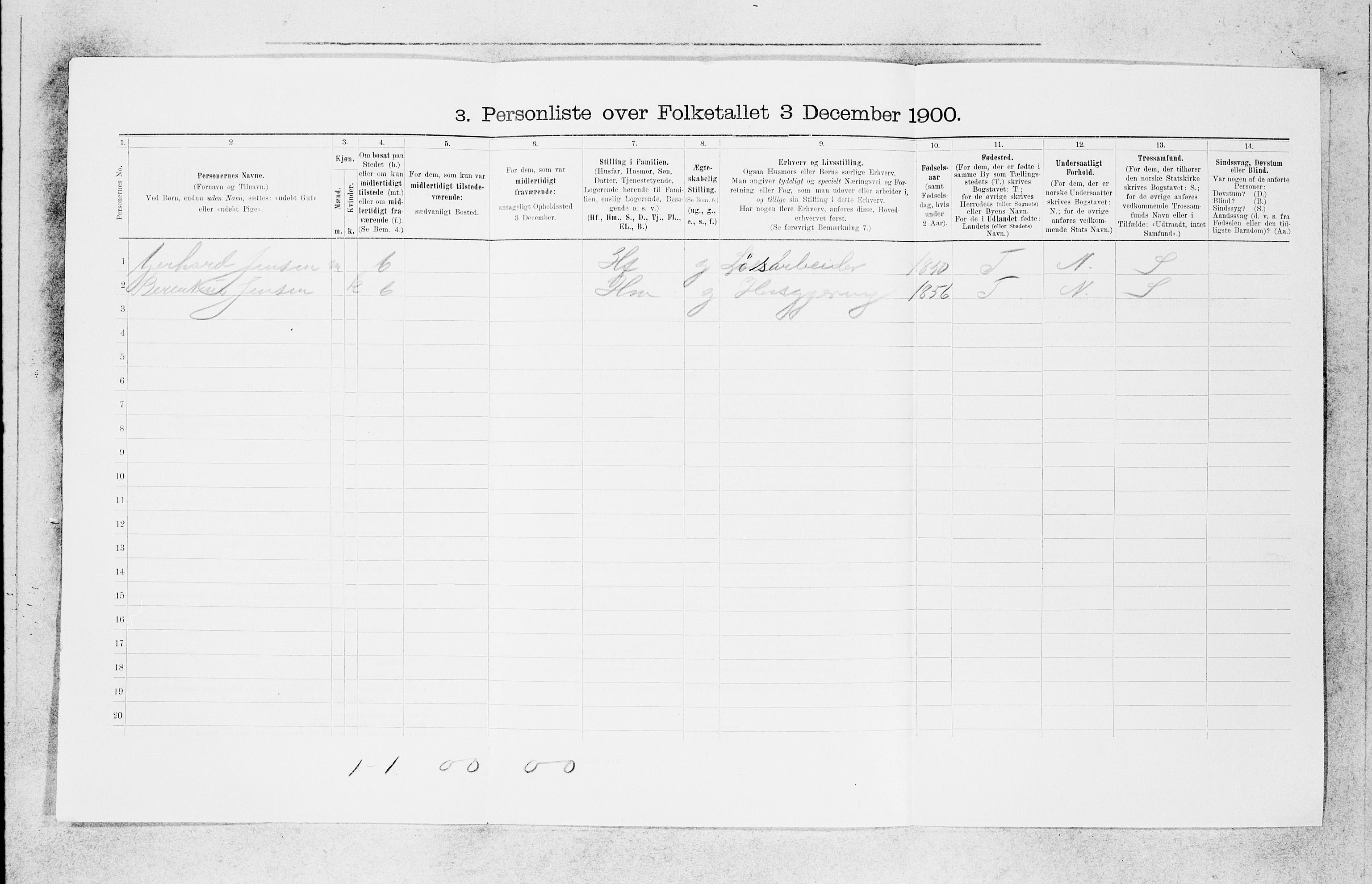 SAB, 1900 census for Bergen, 1900, p. 19266