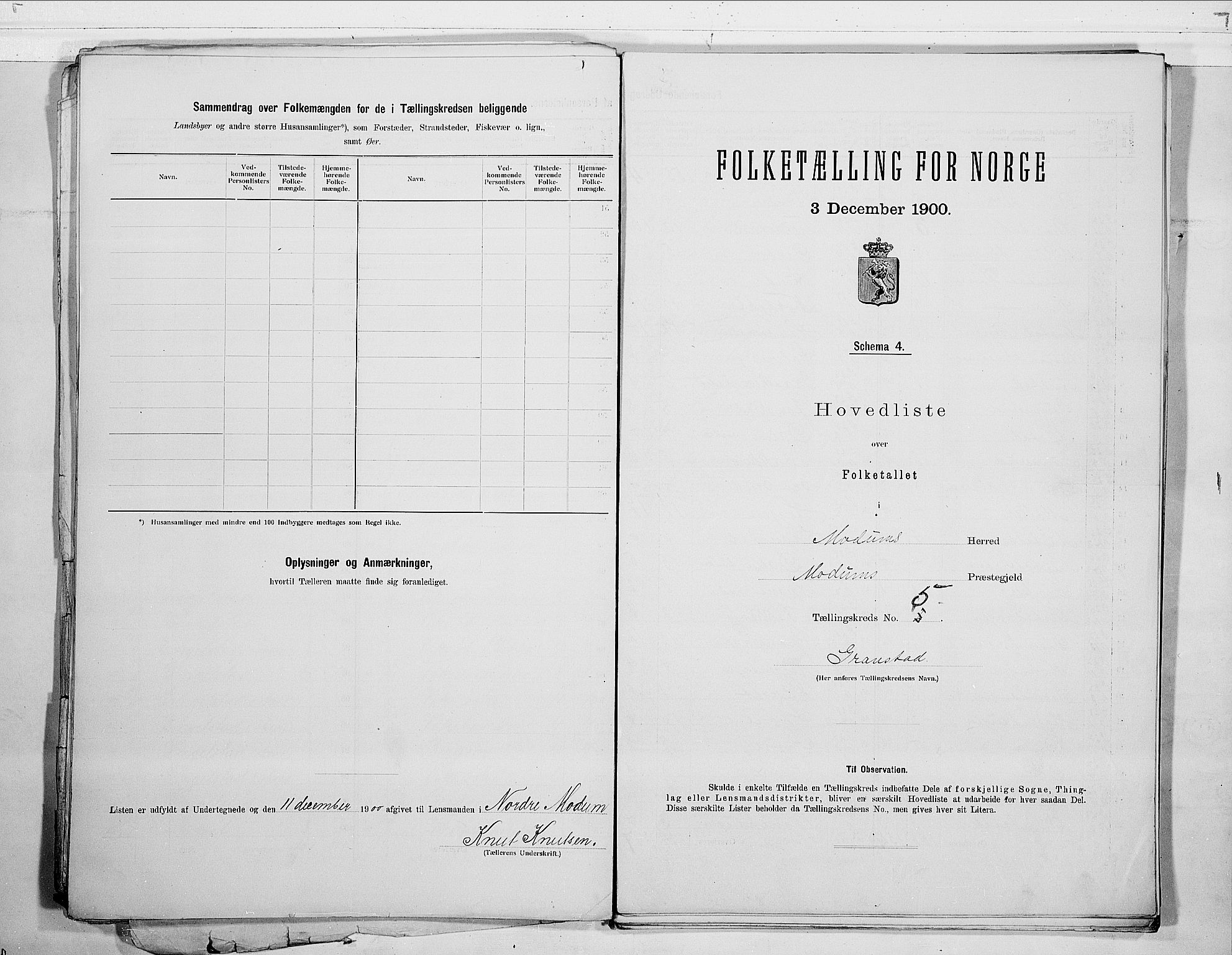 RA, 1900 census for Modum, 1900, p. 12