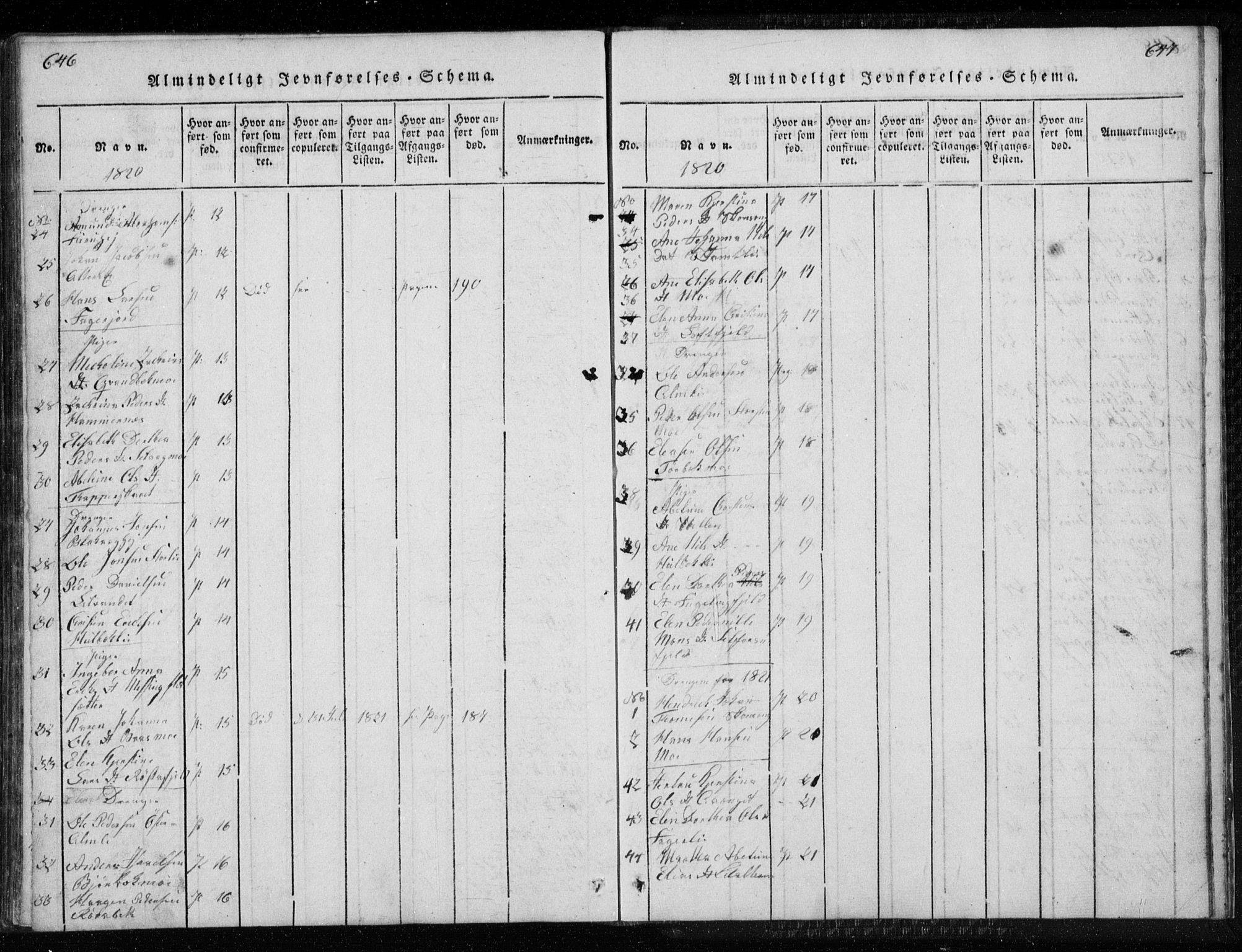 Ministerialprotokoller, klokkerbøker og fødselsregistre - Nordland, AV/SAT-A-1459/827/L0412: Parish register (copy) no. 827C01, 1820-1841, p. 646-647