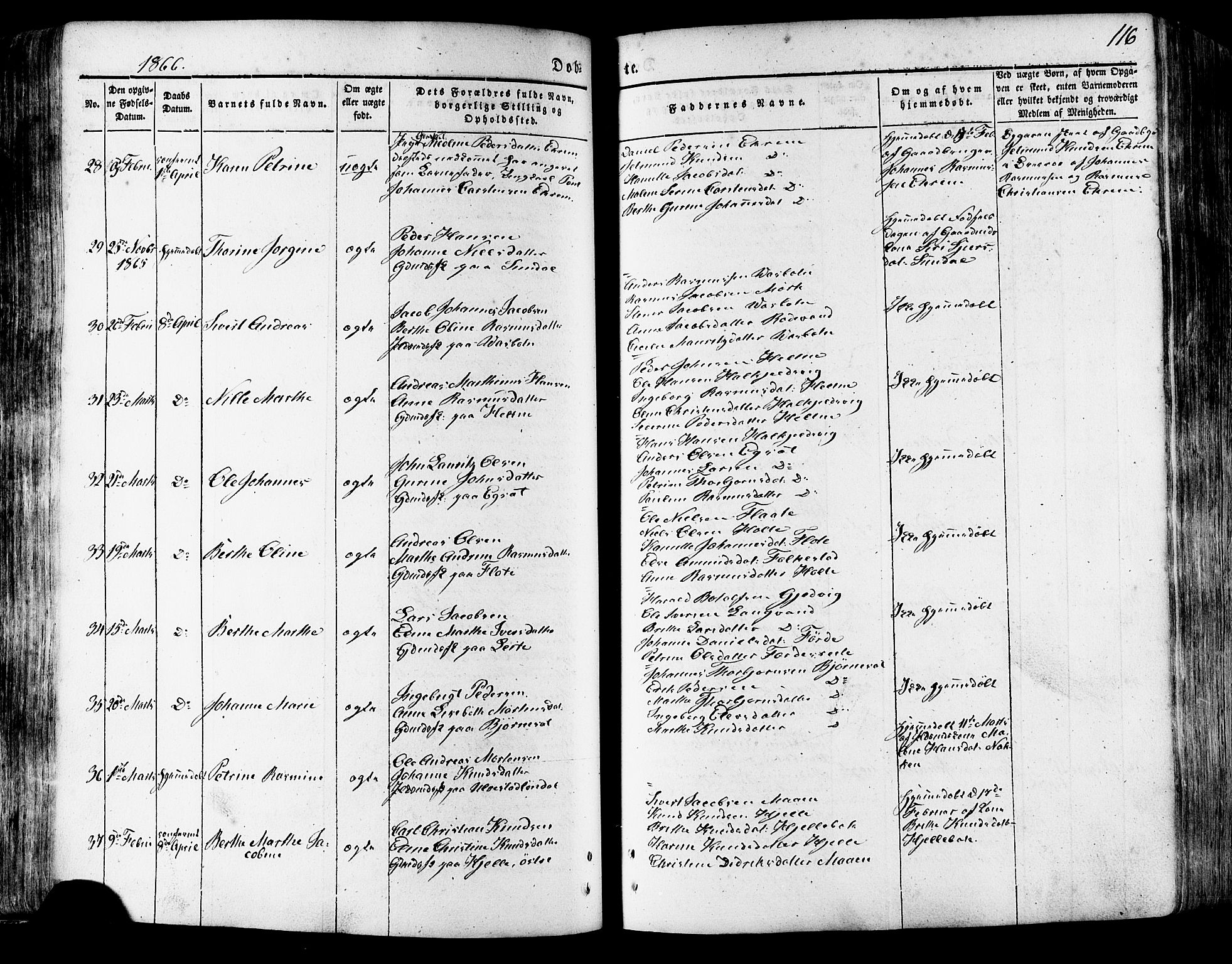 Ministerialprotokoller, klokkerbøker og fødselsregistre - Møre og Romsdal, AV/SAT-A-1454/511/L0140: Parish register (official) no. 511A07, 1851-1878, p. 116