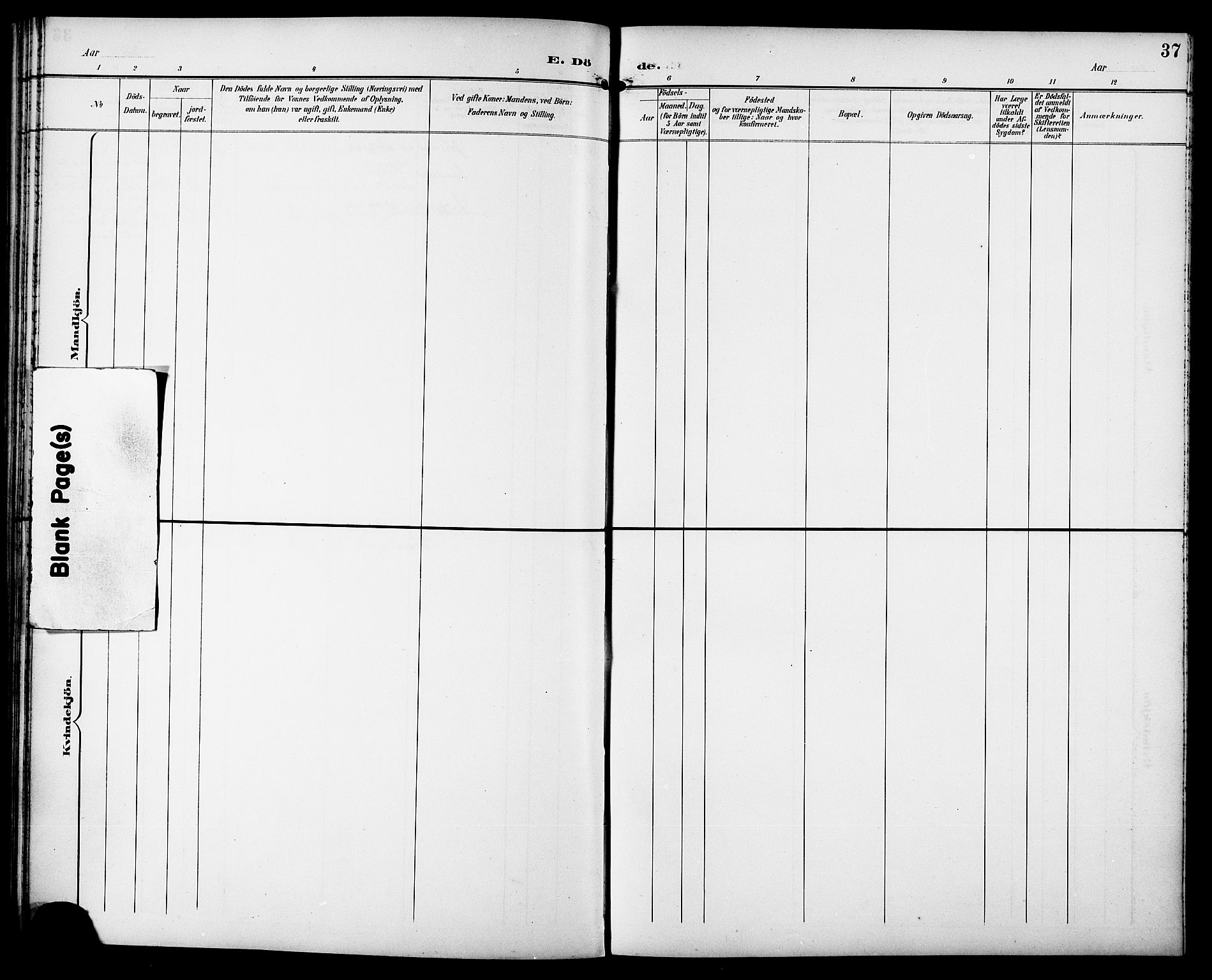 Ministerialprotokoller, klokkerbøker og fødselsregistre - Sør-Trøndelag, AV/SAT-A-1456/629/L0486: Parish register (official) no. 629A02, 1894-1919, p. 37