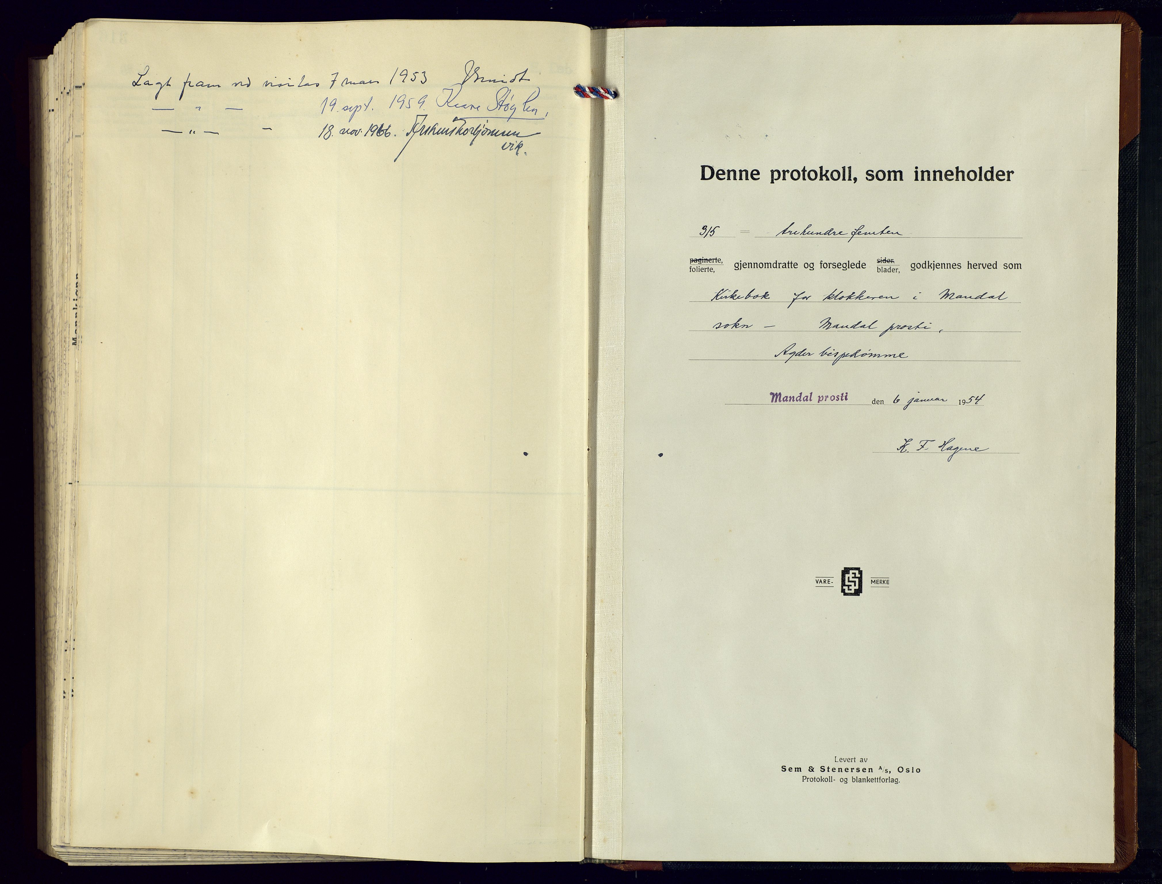 Mandal sokneprestkontor, SAK/1111-0030/F/Fb/Fbc/L0003: Parish register (copy) no. B 3, 1948-1961