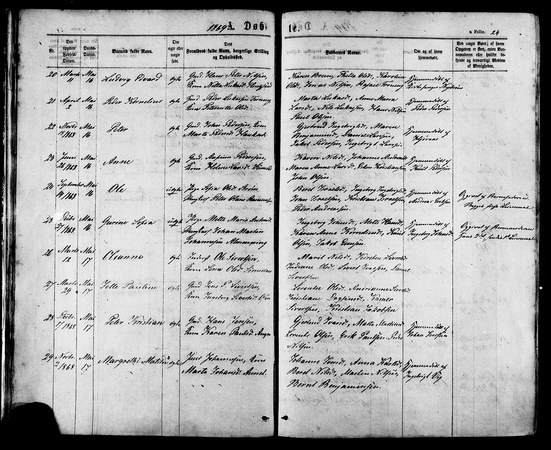 Ministerialprotokoller, klokkerbøker og fødselsregistre - Sør-Trøndelag, SAT/A-1456/657/L0706: Parish register (official) no. 657A07, 1867-1878, p. 24