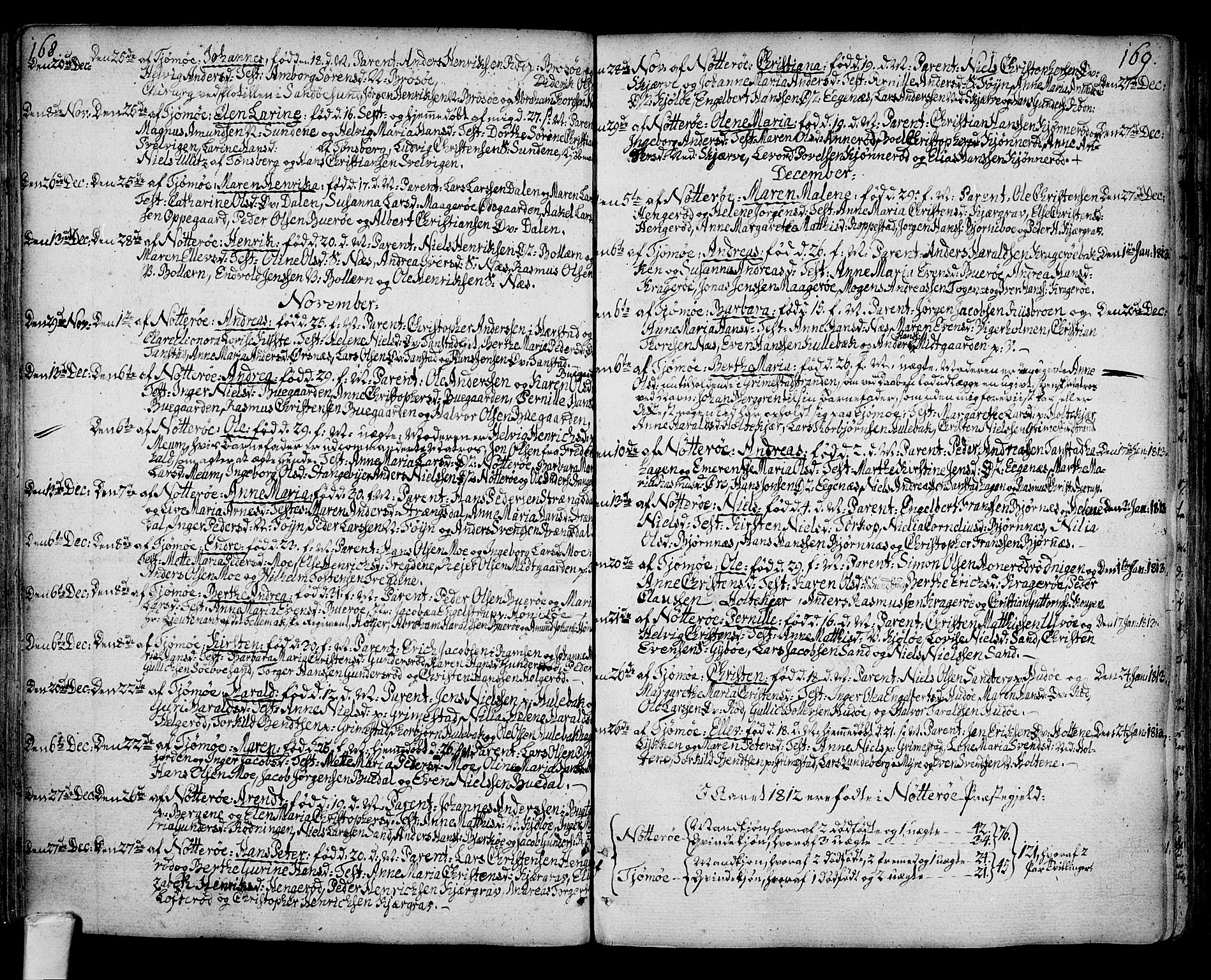 Nøtterøy kirkebøker, AV/SAKO-A-354/F/Fa/L0003: Parish register (official) no. I 3, 1791-1814, p. 168-169