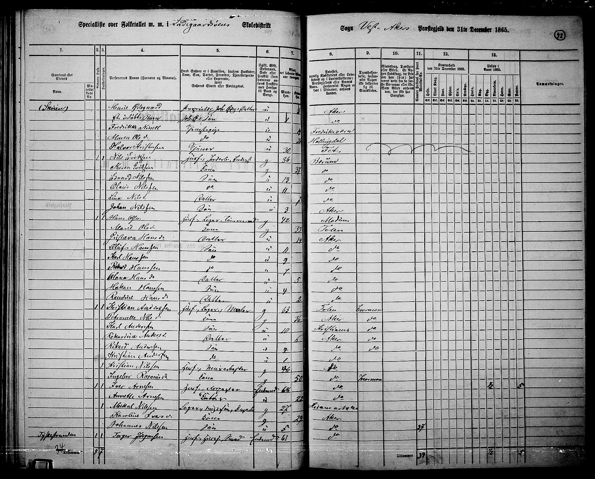 RA, 1865 census for Vestre Aker, 1865, p. 69