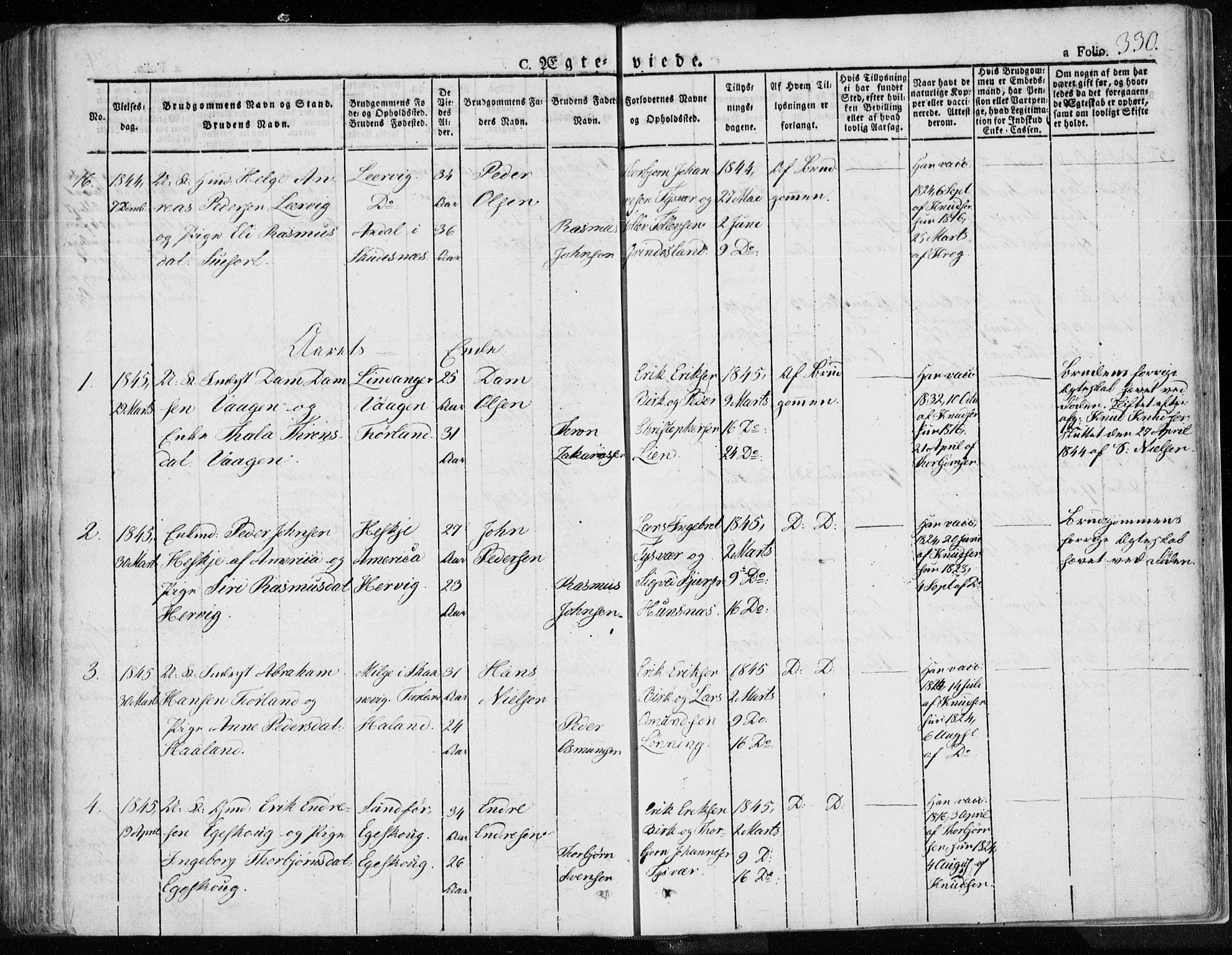 Tysvær sokneprestkontor, SAST/A -101864/H/Ha/Haa/L0001: Parish register (official) no. A 1.1, 1831-1856, p. 330