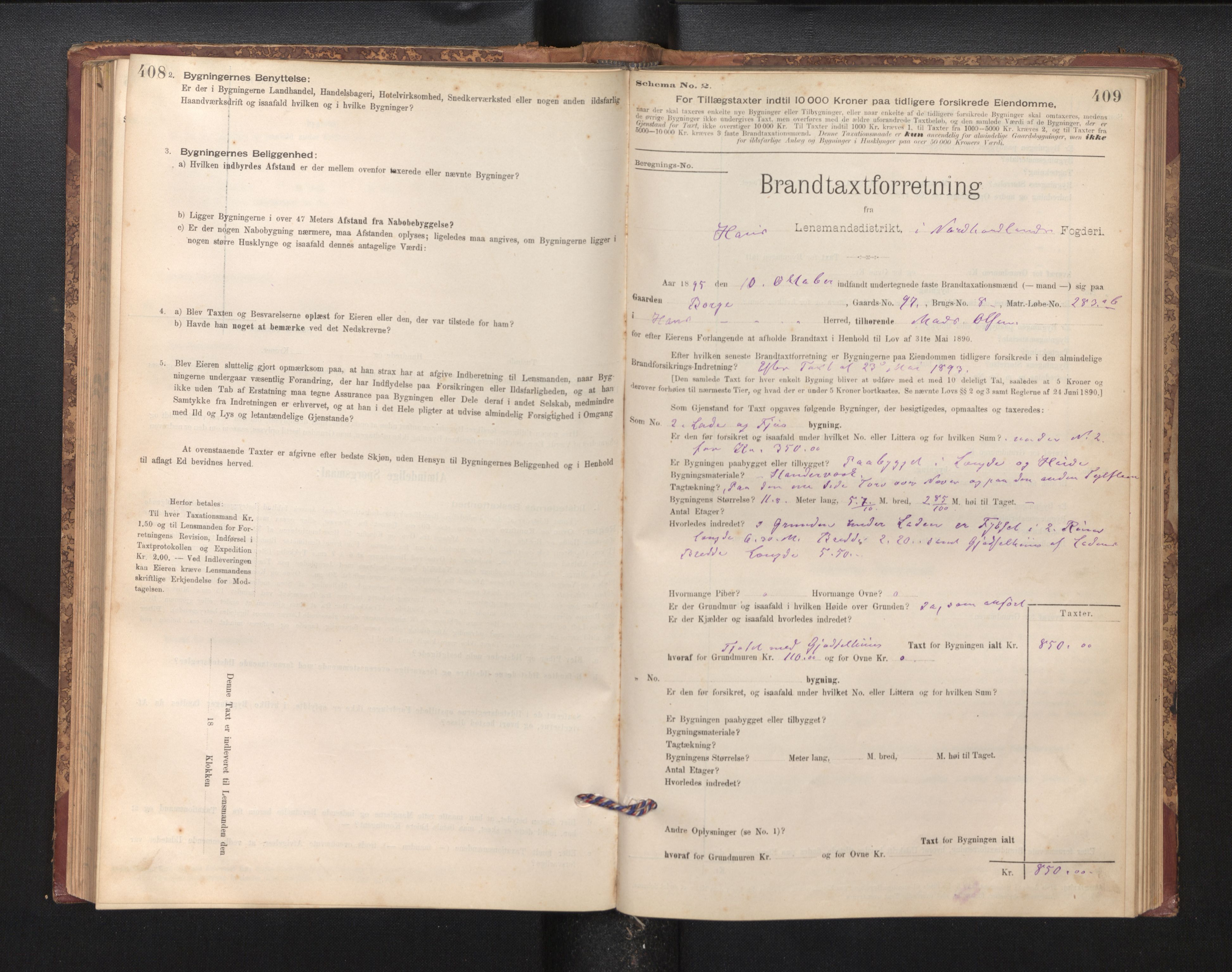 Lensmannen i Haus, SAB/A-32701/0012/L0006: Branntakstprotokoll, skjematakst, 1895-1941, p. 408-409
