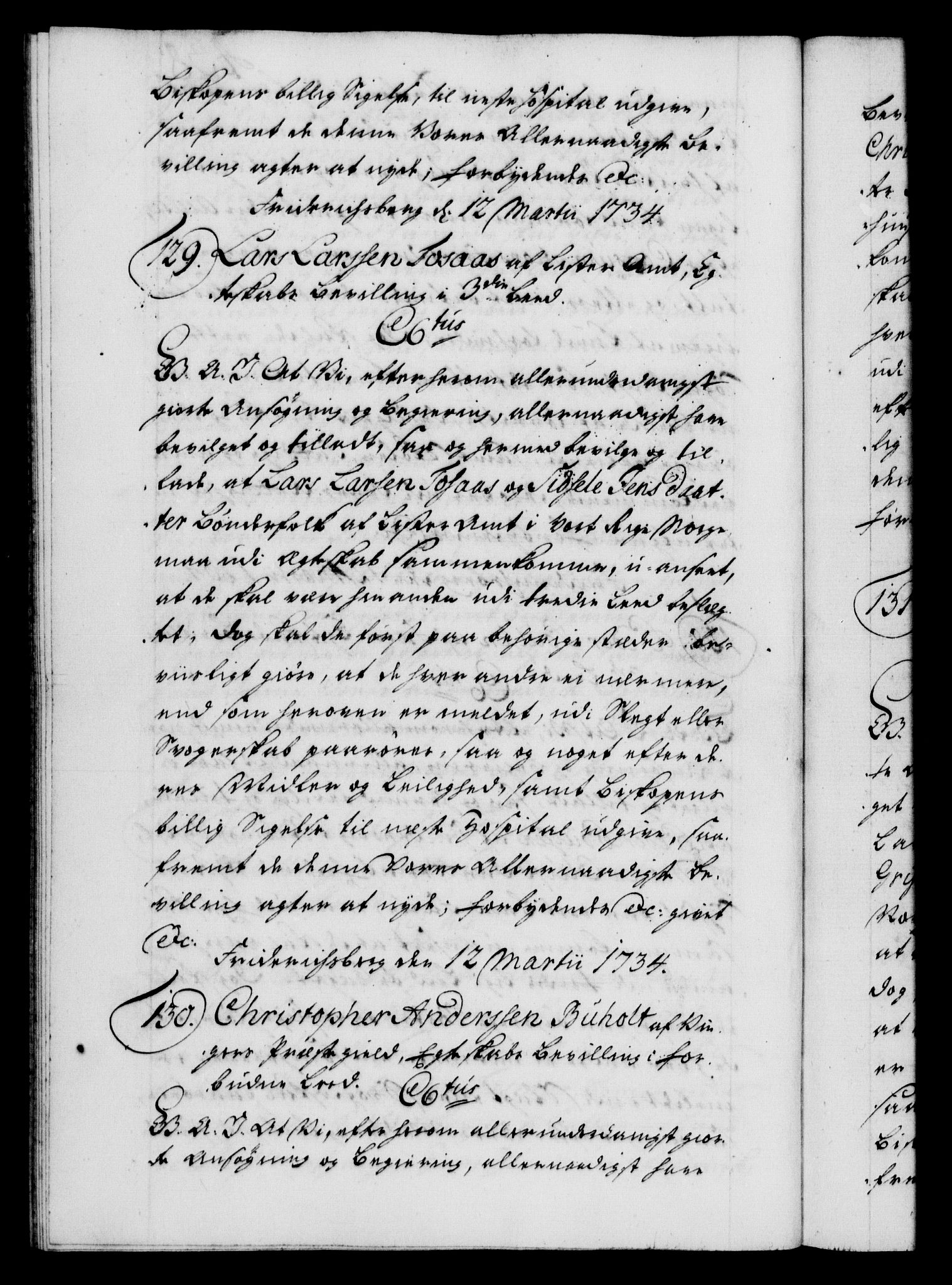 Danske Kanselli 1572-1799, AV/RA-EA-3023/F/Fc/Fca/Fcaa/L0028: Norske registre, 1733-1734, p. 438b