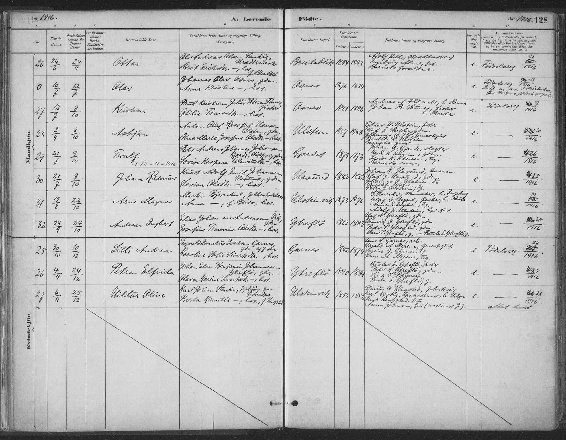 Ministerialprotokoller, klokkerbøker og fødselsregistre - Møre og Romsdal, SAT/A-1454/509/L0106: Parish register (official) no. 509A04, 1883-1922, p. 128