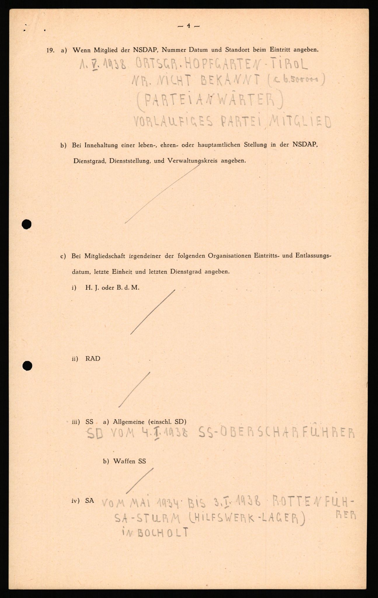 Forsvaret, Forsvarets overkommando II, AV/RA-RAFA-3915/D/Db/L0038: CI Questionaires. Tyske okkupasjonsstyrker i Norge. Østerrikere., 1945-1946, p. 49