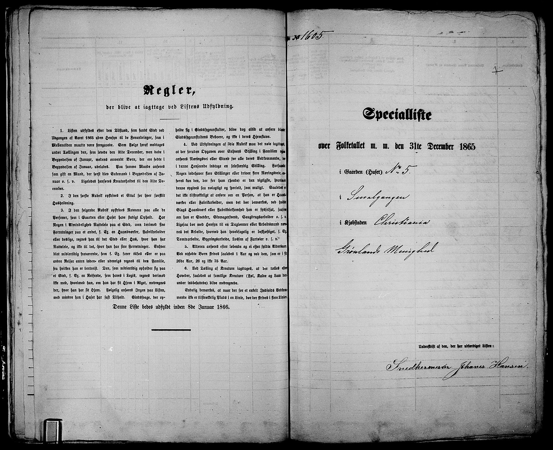 RA, 1865 census for Kristiania, 1865, p. 3645