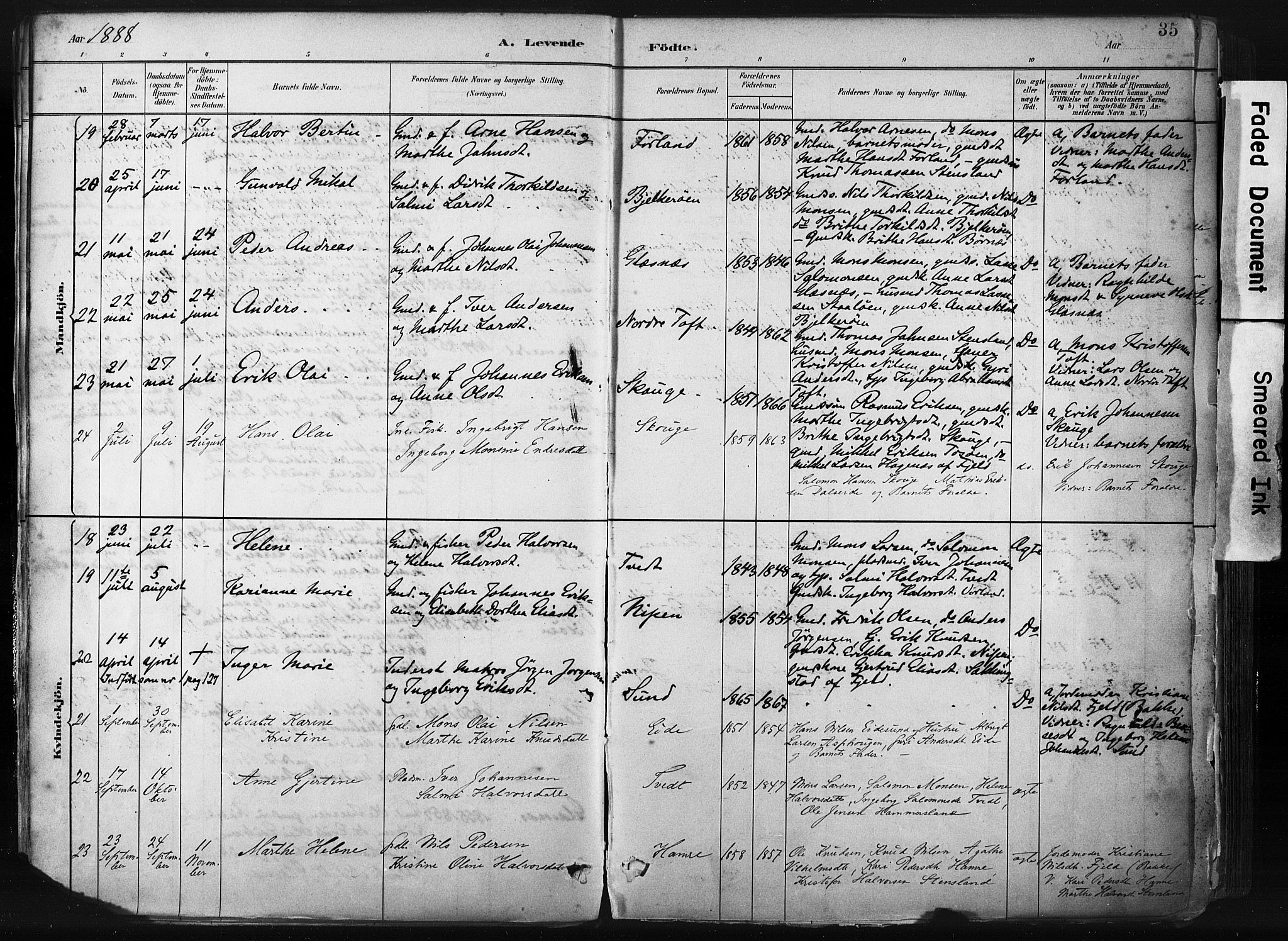 Sund sokneprestembete, AV/SAB-A-99930: Parish register (official) no. B 1, 1882-1907, p. 35