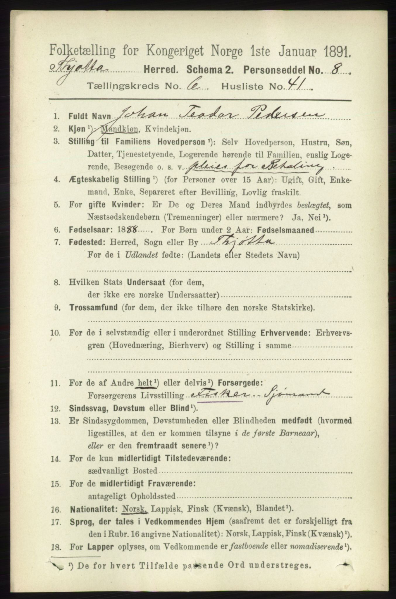 RA, 1891 census for 1817 Tjøtta, 1891, p. 3208