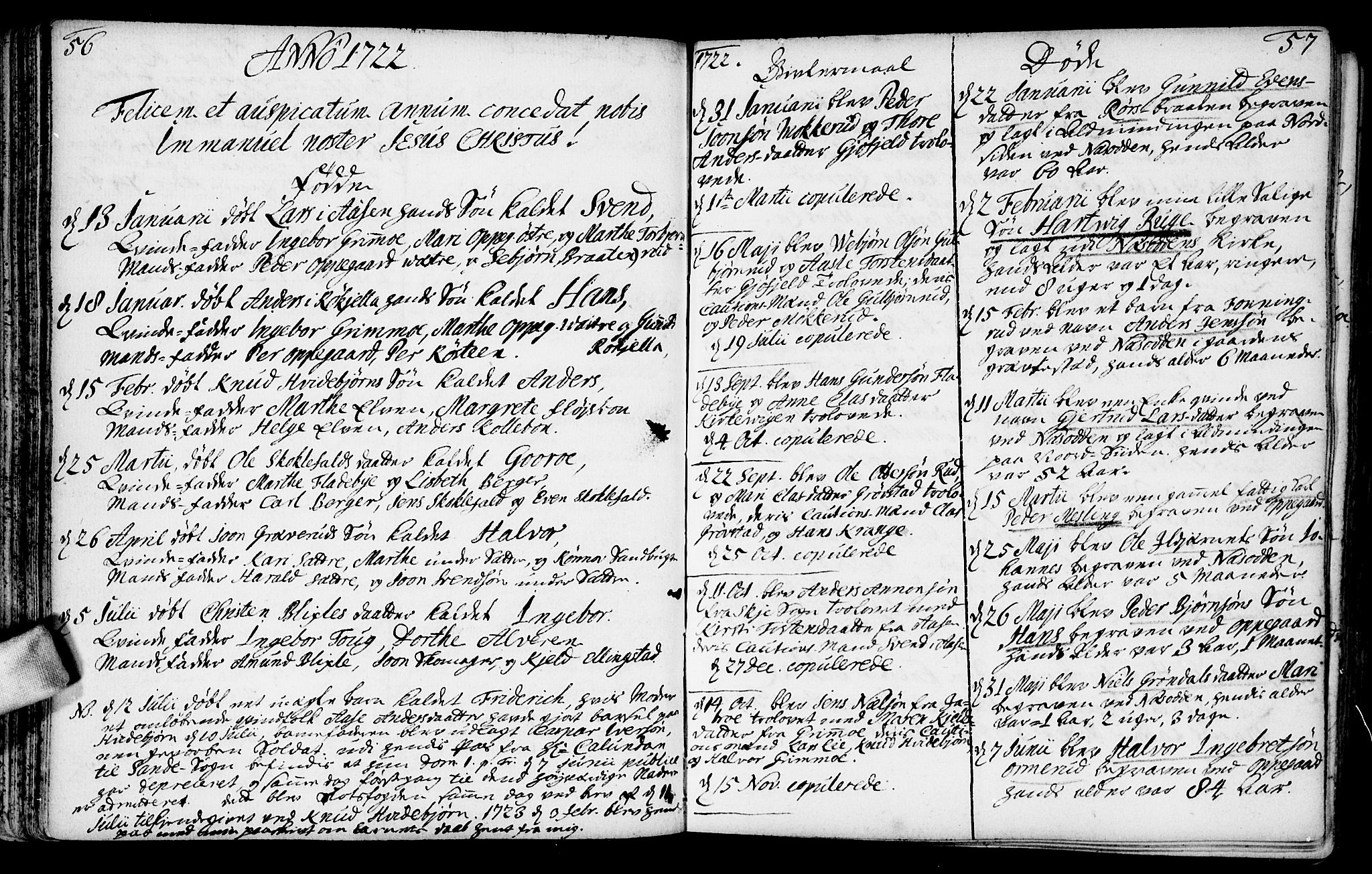 Nesodden prestekontor Kirkebøker, AV/SAO-A-10013/F/Fa/L0001: Parish register (official) no. I 1, 1709-1750, p. 56-57