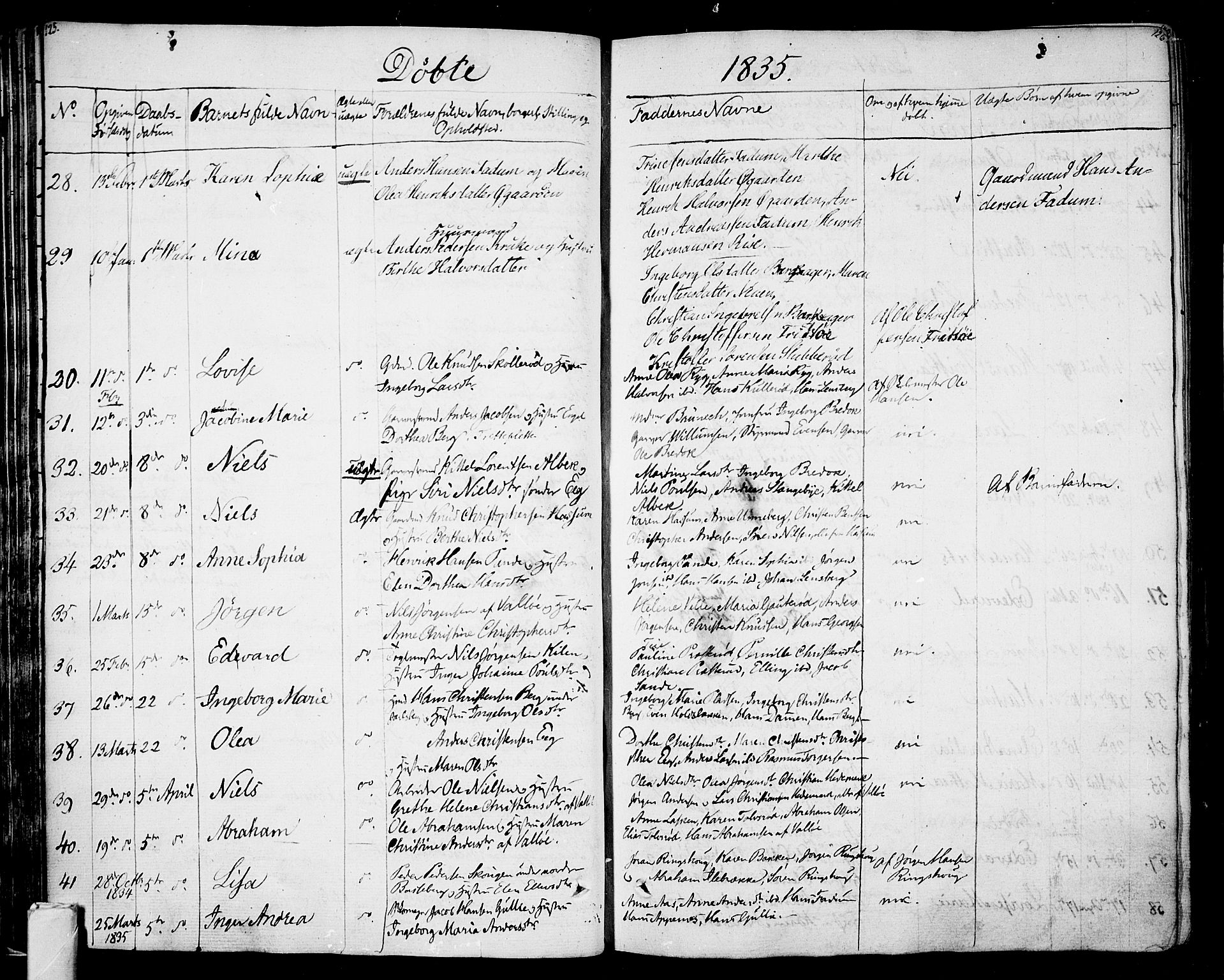 Sem kirkebøker, AV/SAKO-A-5/F/Fa/L0005: Parish register (official) no. I 5, 1825-1842, p. 125-126