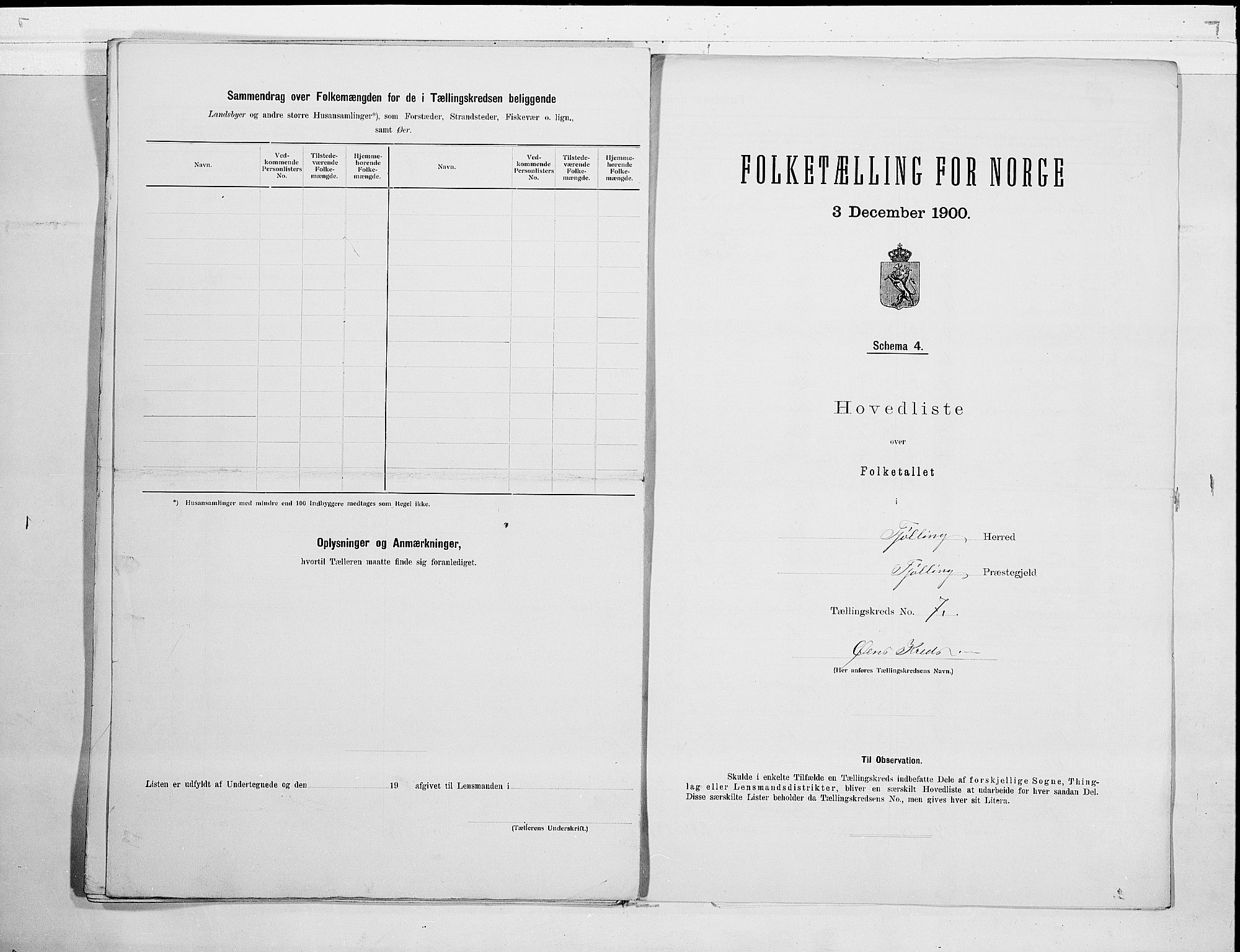 RA, 1900 census for Tjølling, 1900, p. 20