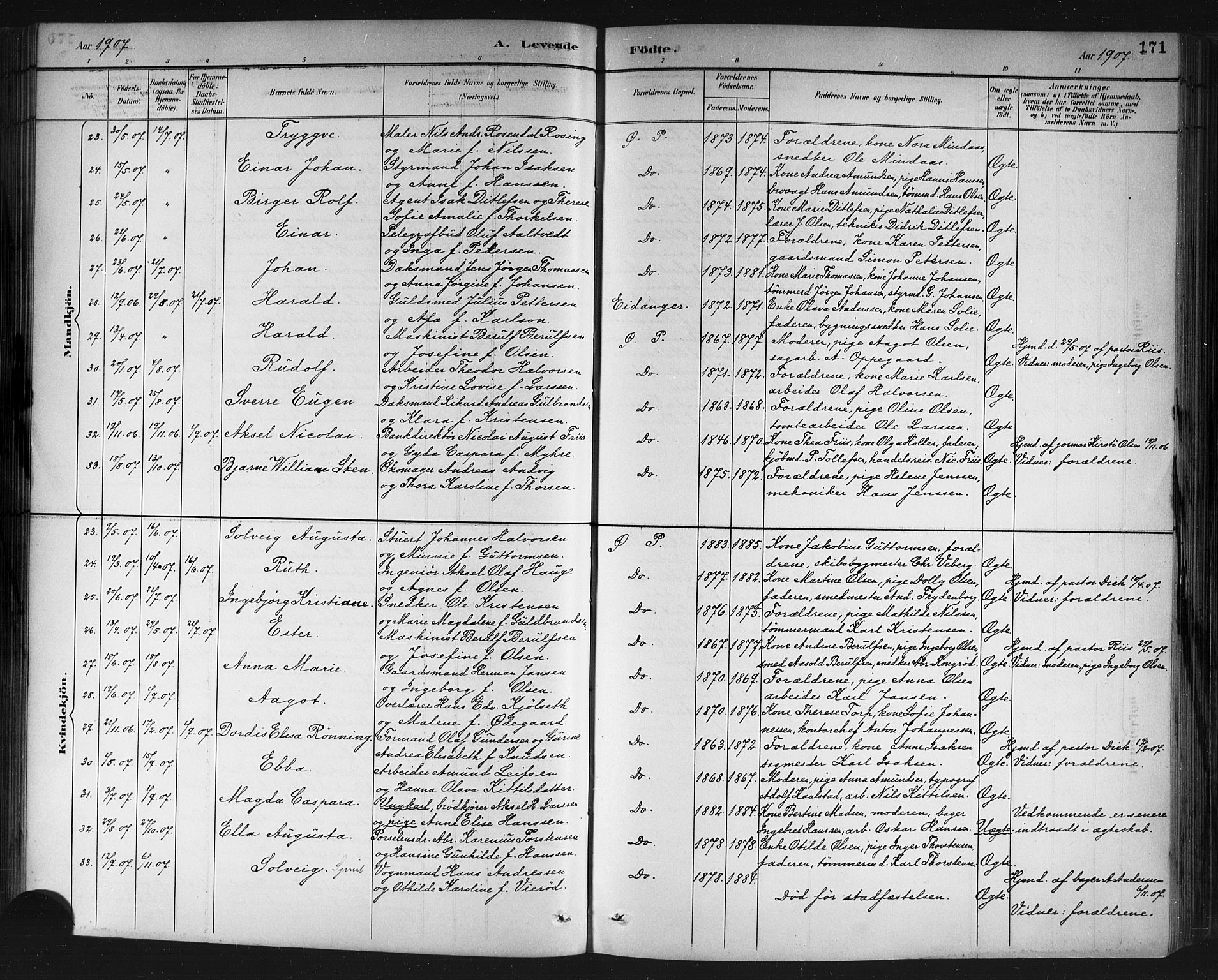 Porsgrunn kirkebøker , SAKO/A-104/G/Gb/L0005: Parish register (copy) no. II 5, 1883-1915, p. 171